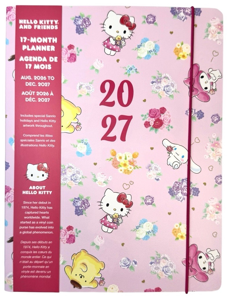 2027 Sanrio HELLO KITTY 17 Months Monthly Planner Pink Floral Size MEDIUM