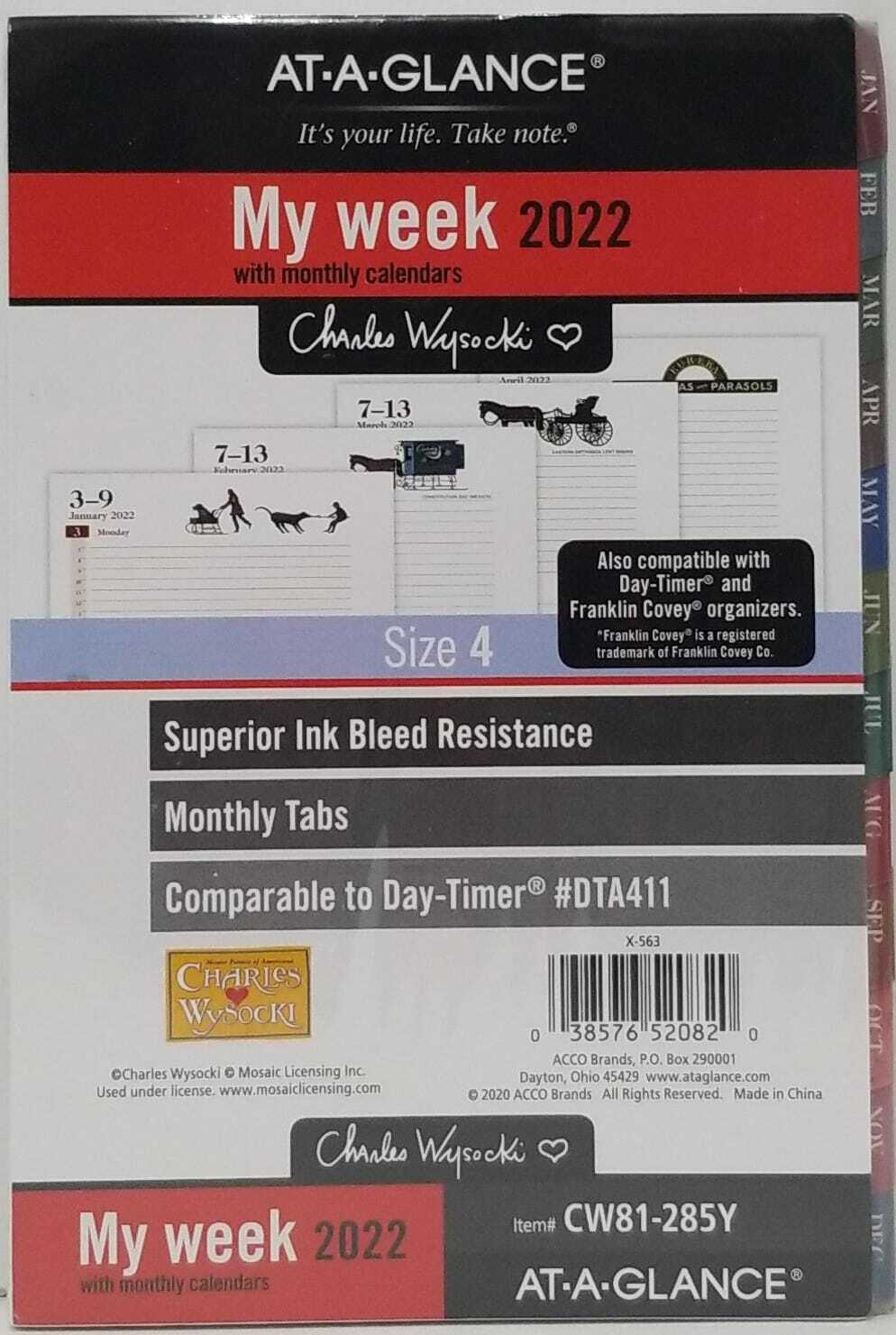 AT-A-GLANCE 2022 Weekly & Monthly Planner Refill , 5-1/2″ x 8-1/2″, Black Size 4
