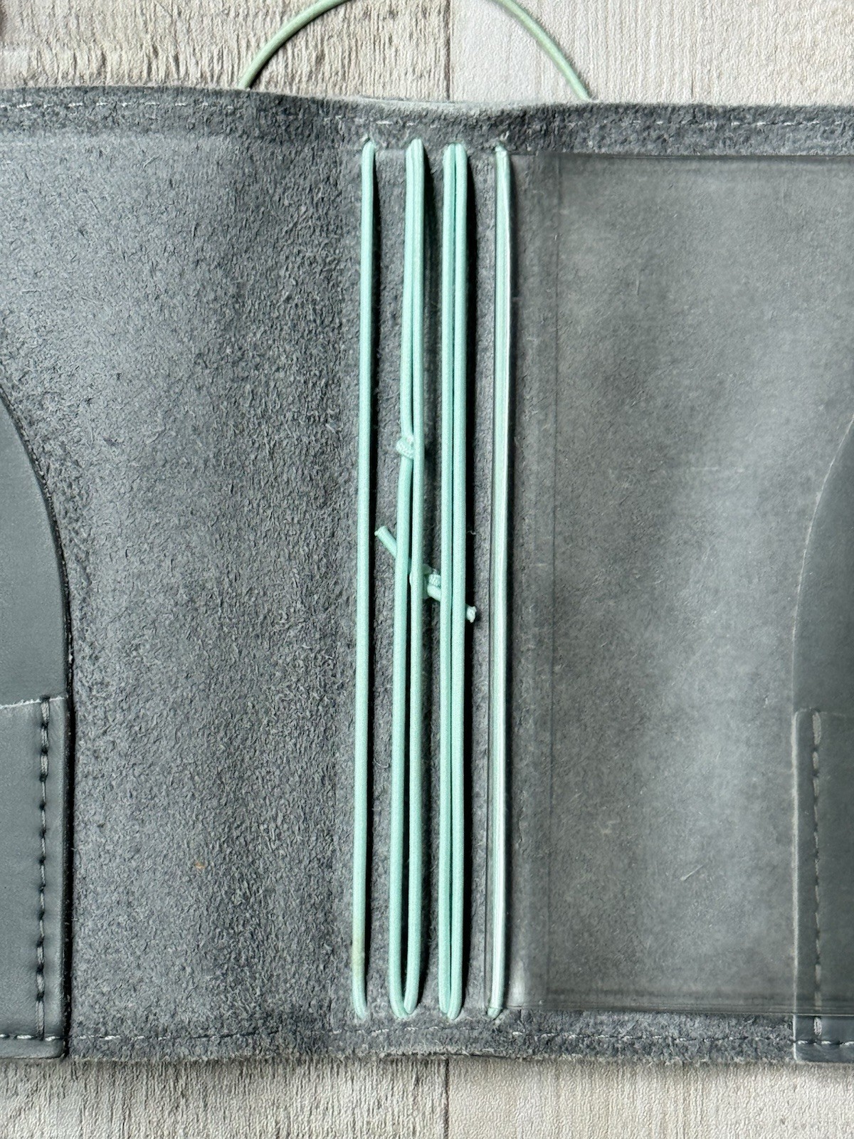 Foxy Fix Passport TN Grey Leather Traveler’s Notebook Holographic Accents