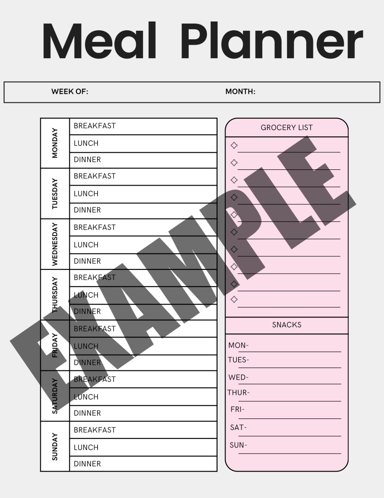 Weekly Meal Planner — Digital Download (PDF)