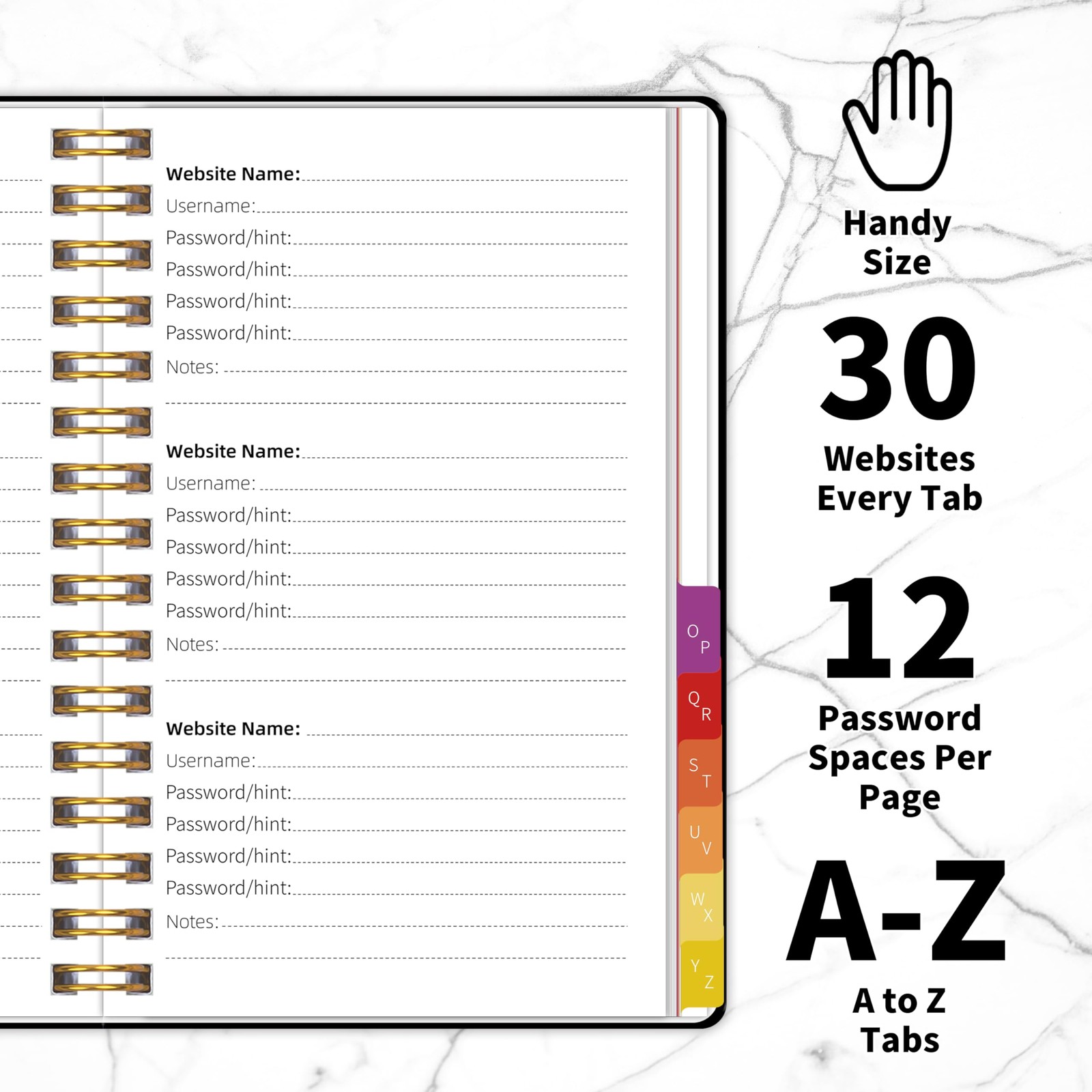 Password Book with Alphabetical Tabs, Password Keeper Book for Seniors, 5.8″ …