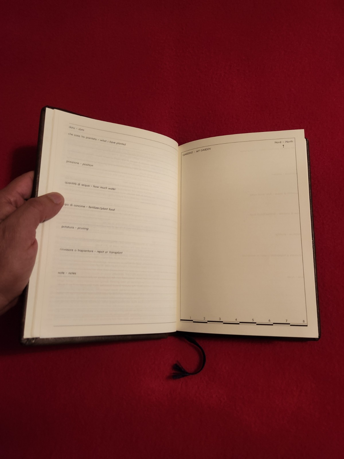 IL MIO GIARDINO – MY GARDEN JOURNAL NOTEBOOK – ITALIAN & ENGLISH MADE IN ITALY.