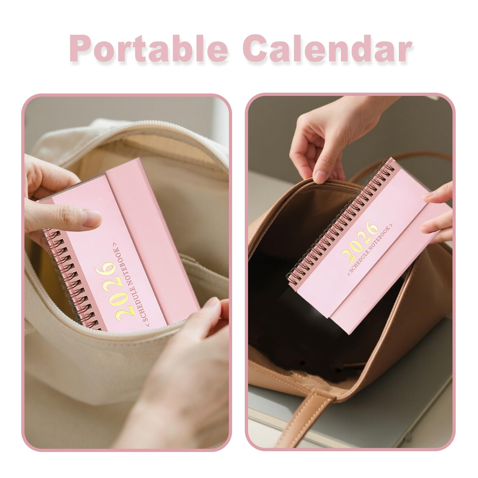 JUNKJWBZ Small Desk Calendar 2025-2026 Standing Flip Mini Calendar, Pink