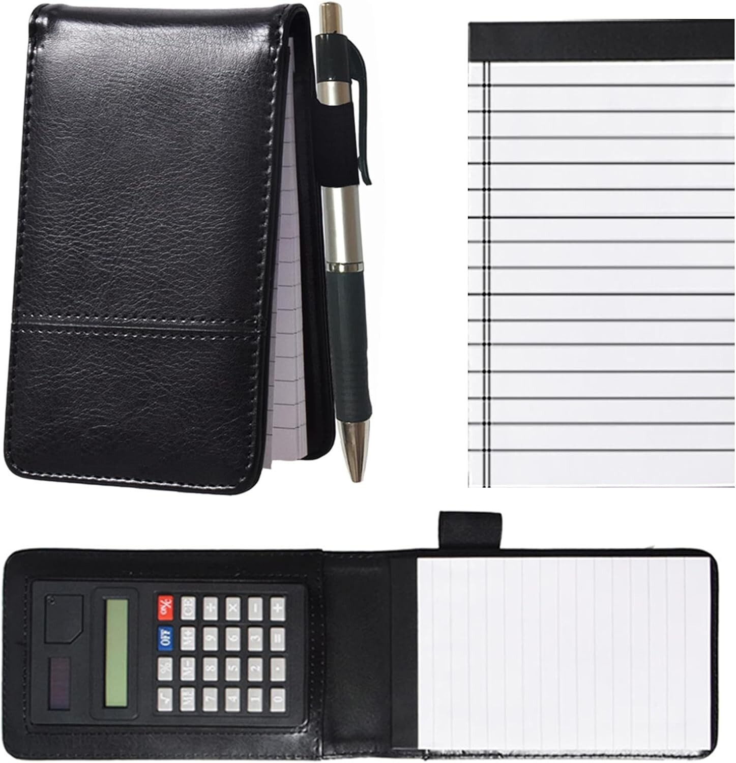 PU Leather Memo Pad with Calculator Working Small Notebook Notepad with black
