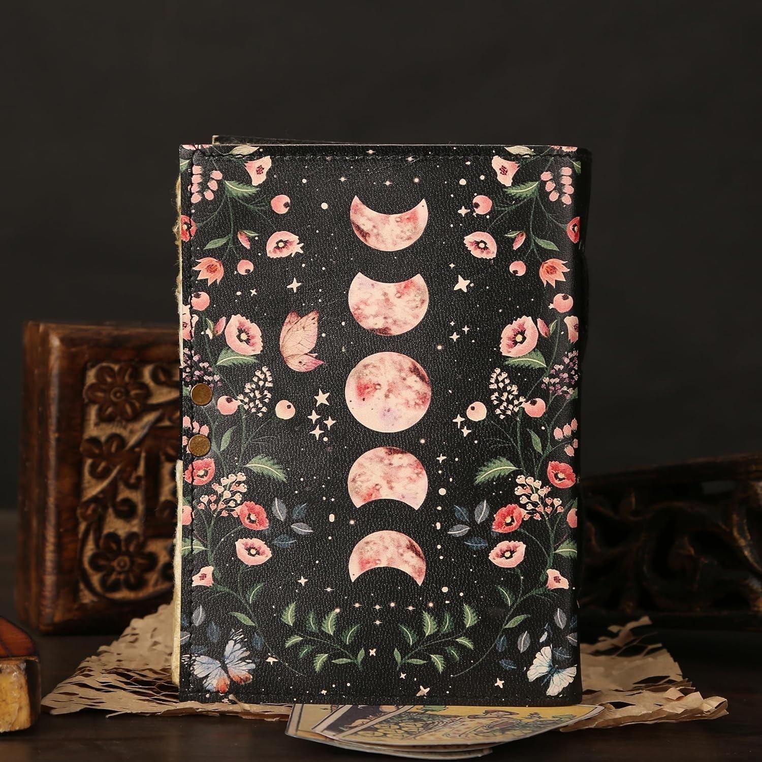 Blank Spell Book of Shadows Journal with Lock Clasp Celestial Handmade Vintage L