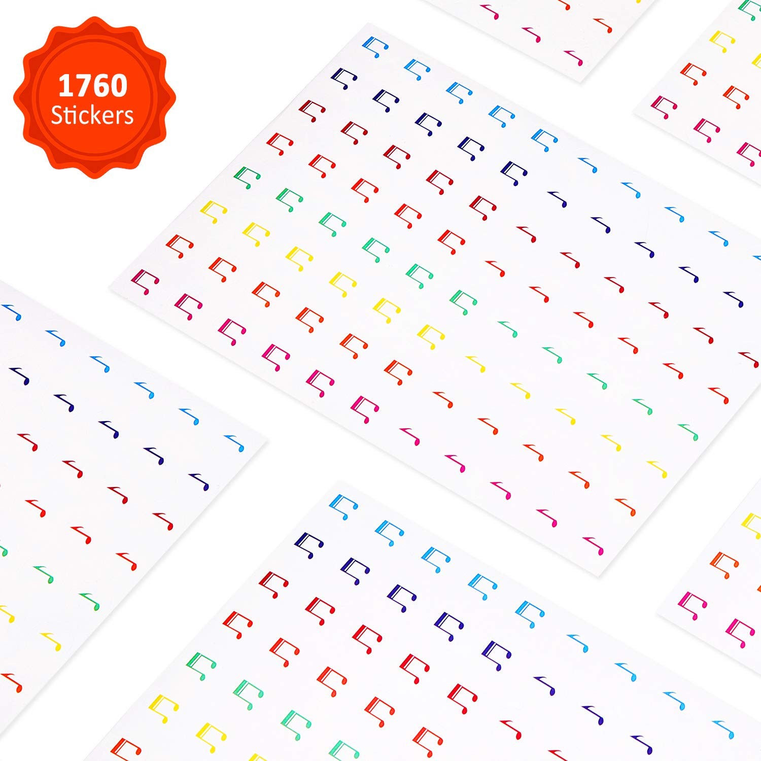 Outus 1760 Pieces Music Notes Stickers Colorful 20 Sheets Small,