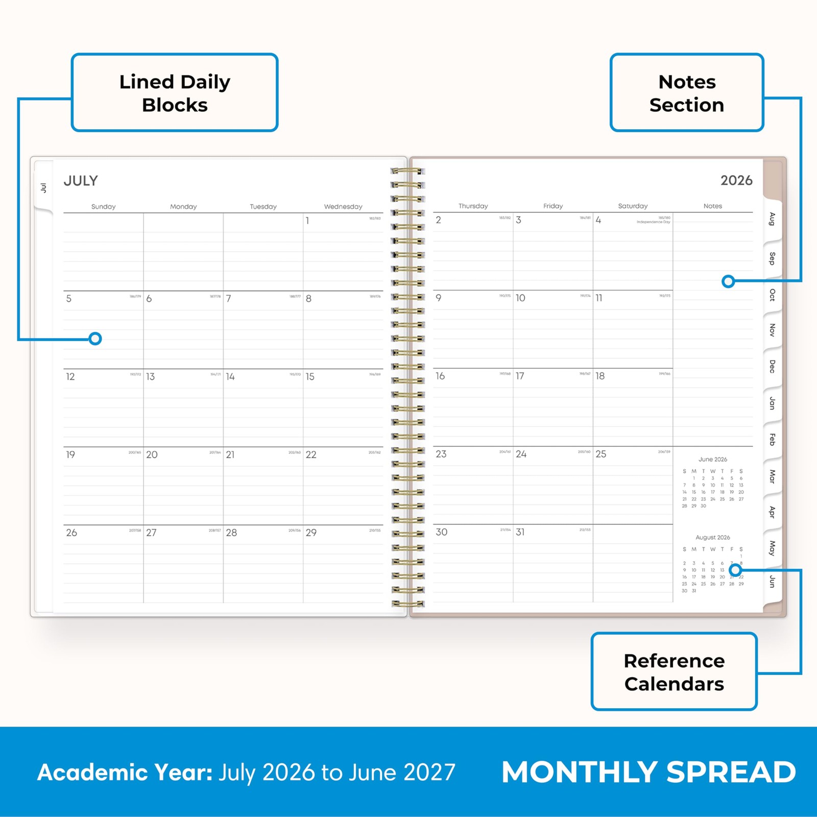 Academic Year Planner 2026-2027, 8.5″ x 11″, Wirebound, Flexible Cover – Stay