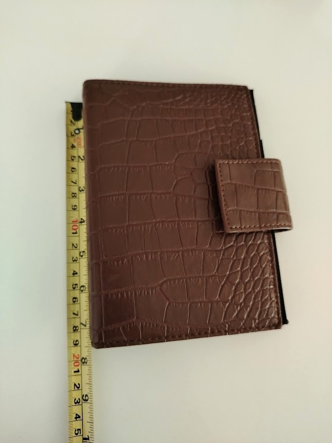 Vtg Day-Timer Desk Planner Organizer Binder 6 rings Brown Embossed Leather Croc