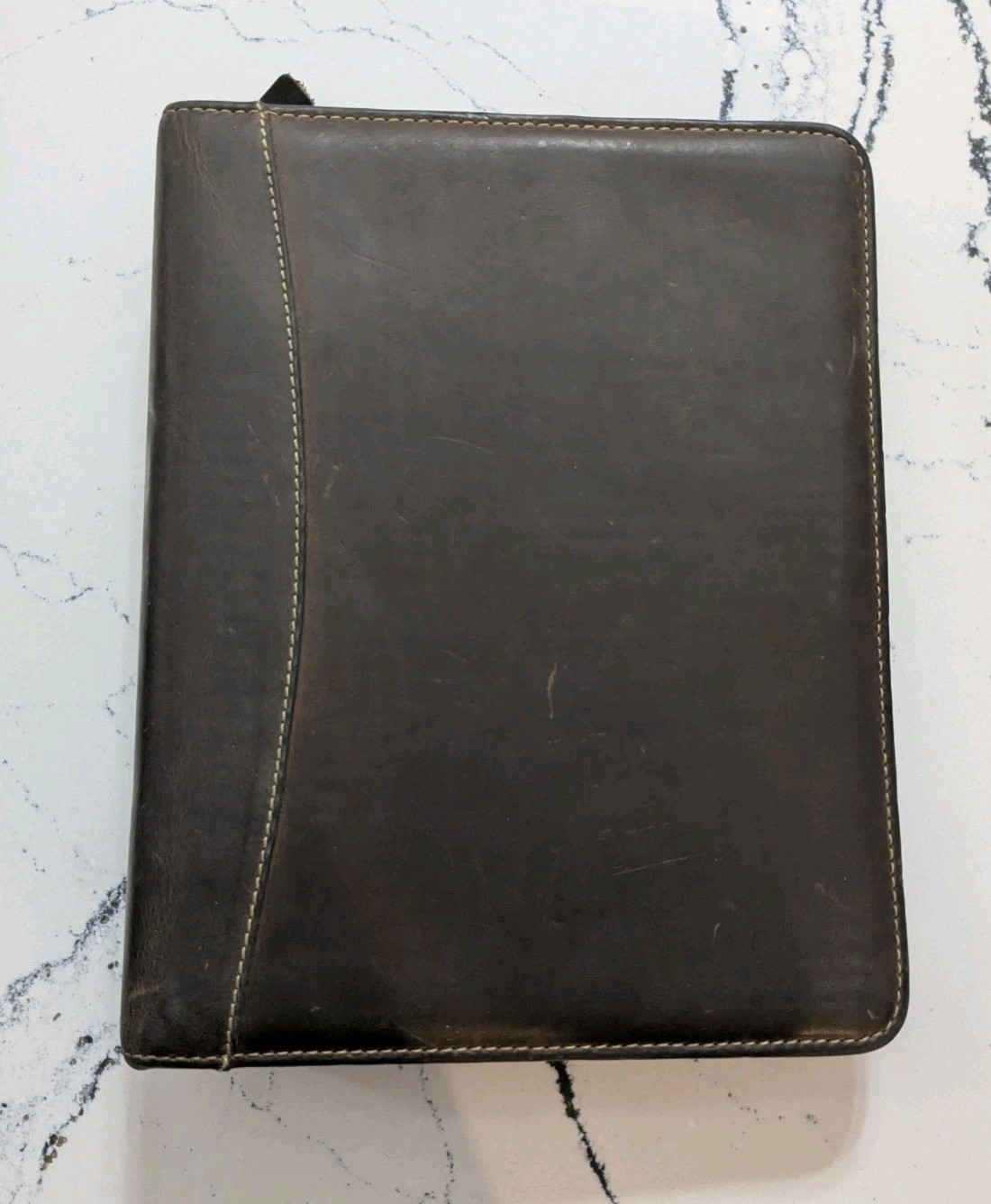 VTG Franklin Covey Brown Leather Zip Planner Folio Riverwood USA Made **READ**