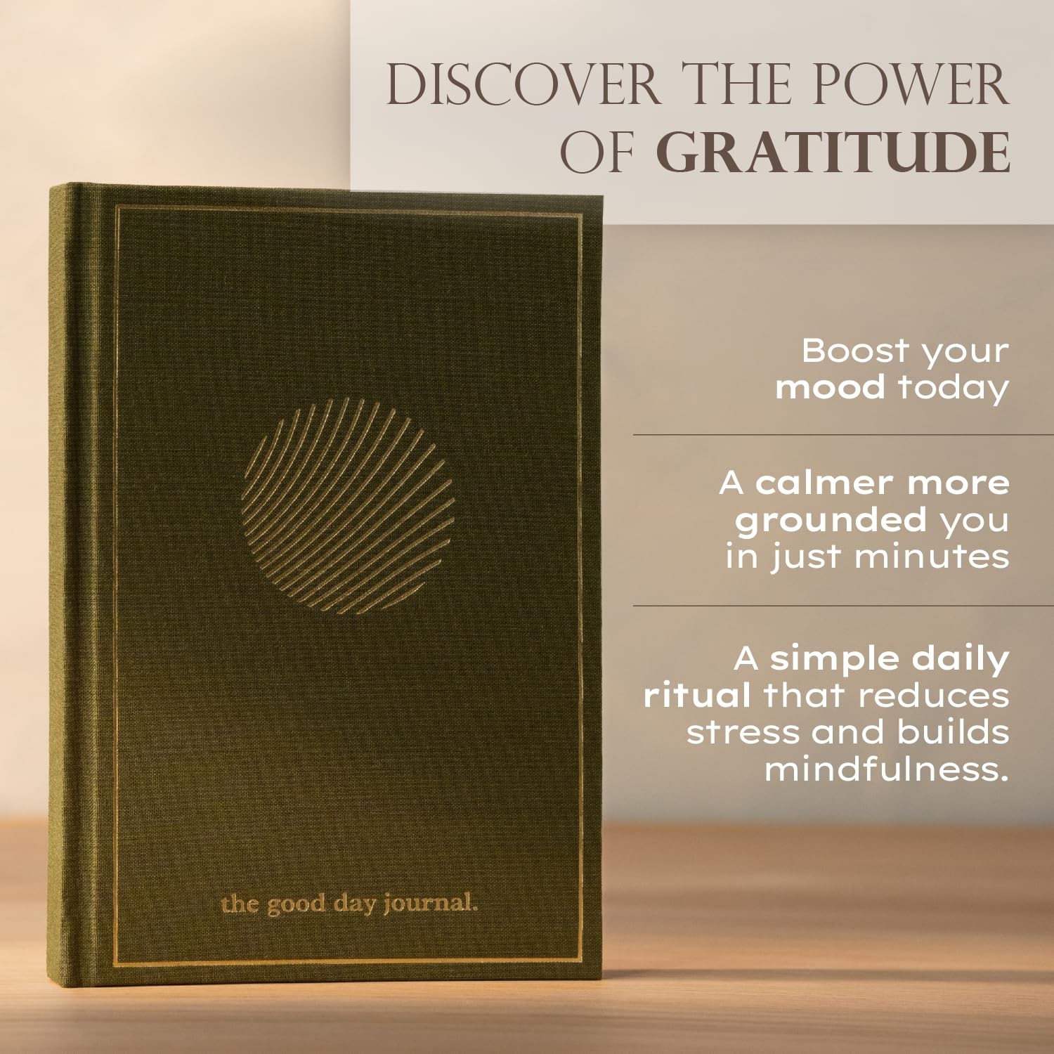 Gratitude Journal Good Day Happiness Mindfulness Inspirational Moss Green
