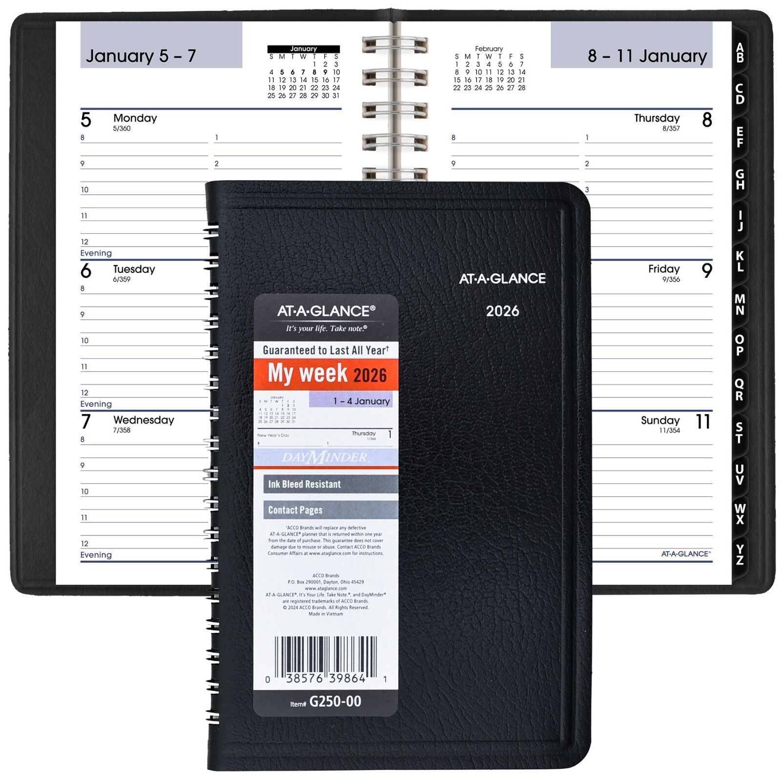 2026 At-A-Glance DayMinder G250-00 Weekly Appointment Book, 3-1/2 x 6″