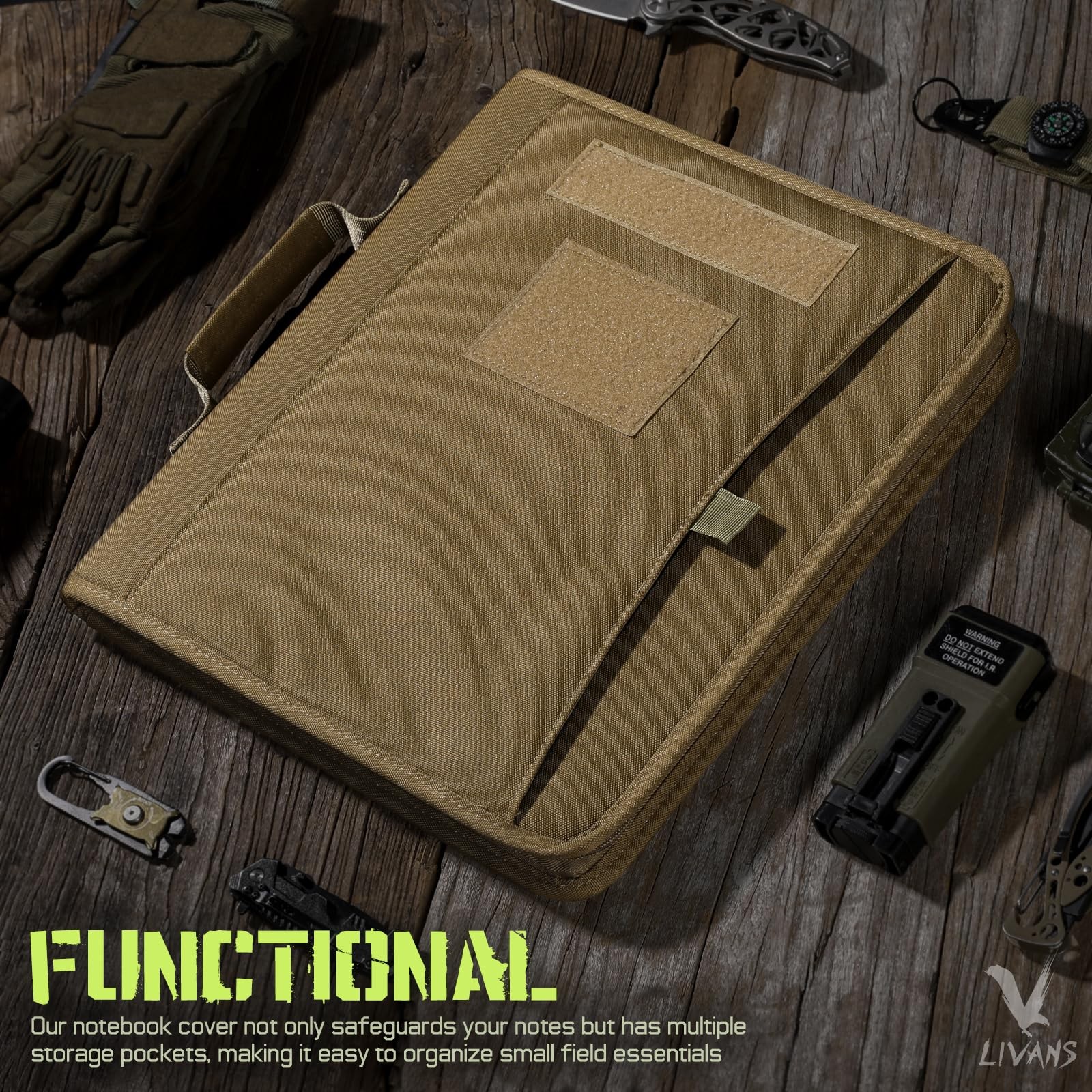 Livans Portfolio Padfolio Binder Detachable Large (12 x 13.6 IN), Khaki