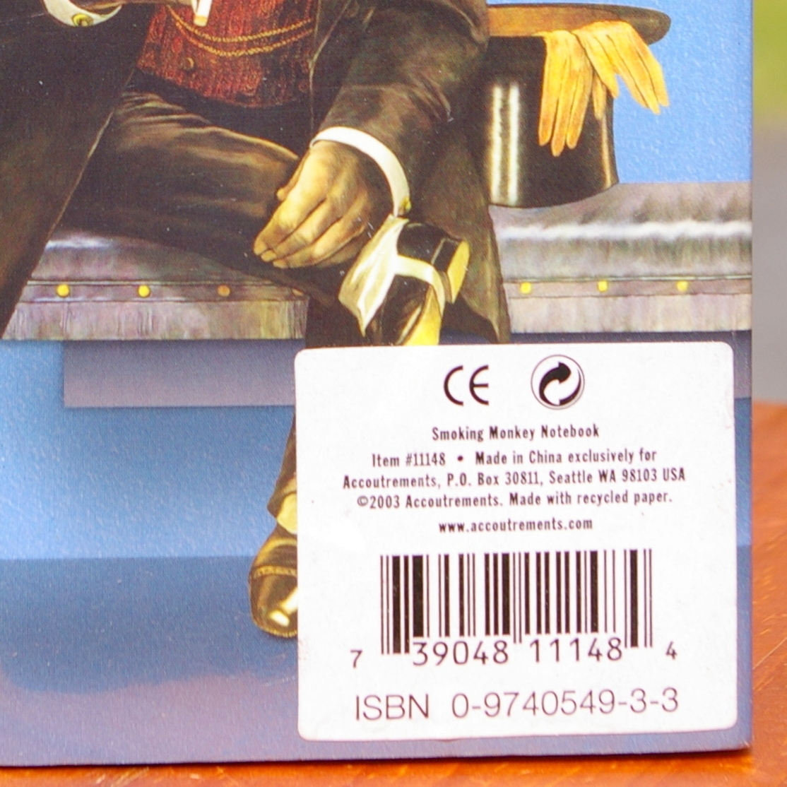 Smoking Monkey in Tuxedo Top Hat 5 7/8″ x 4″ Notebook 2003 by Accoutrements