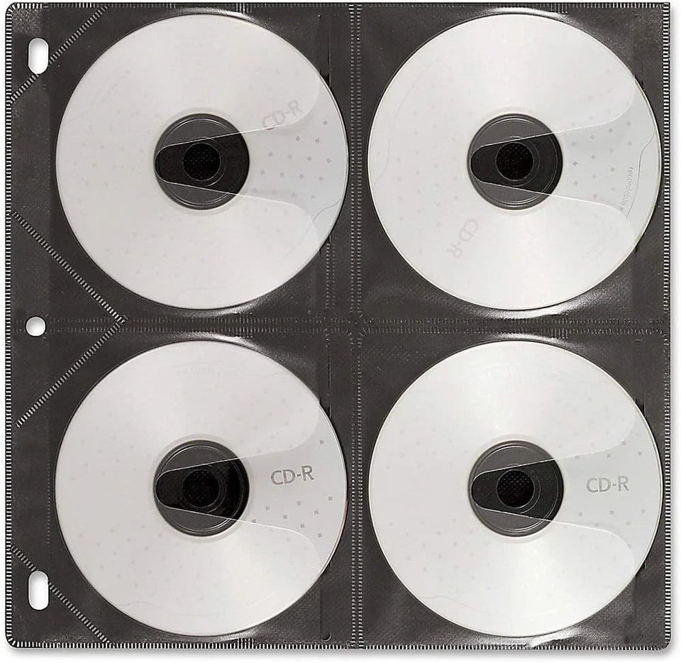 Vaultz CD Insert Pages, 3 Hole Punched, 10 X 10.875 Inches, 8 Cds/Page, 50 Pages