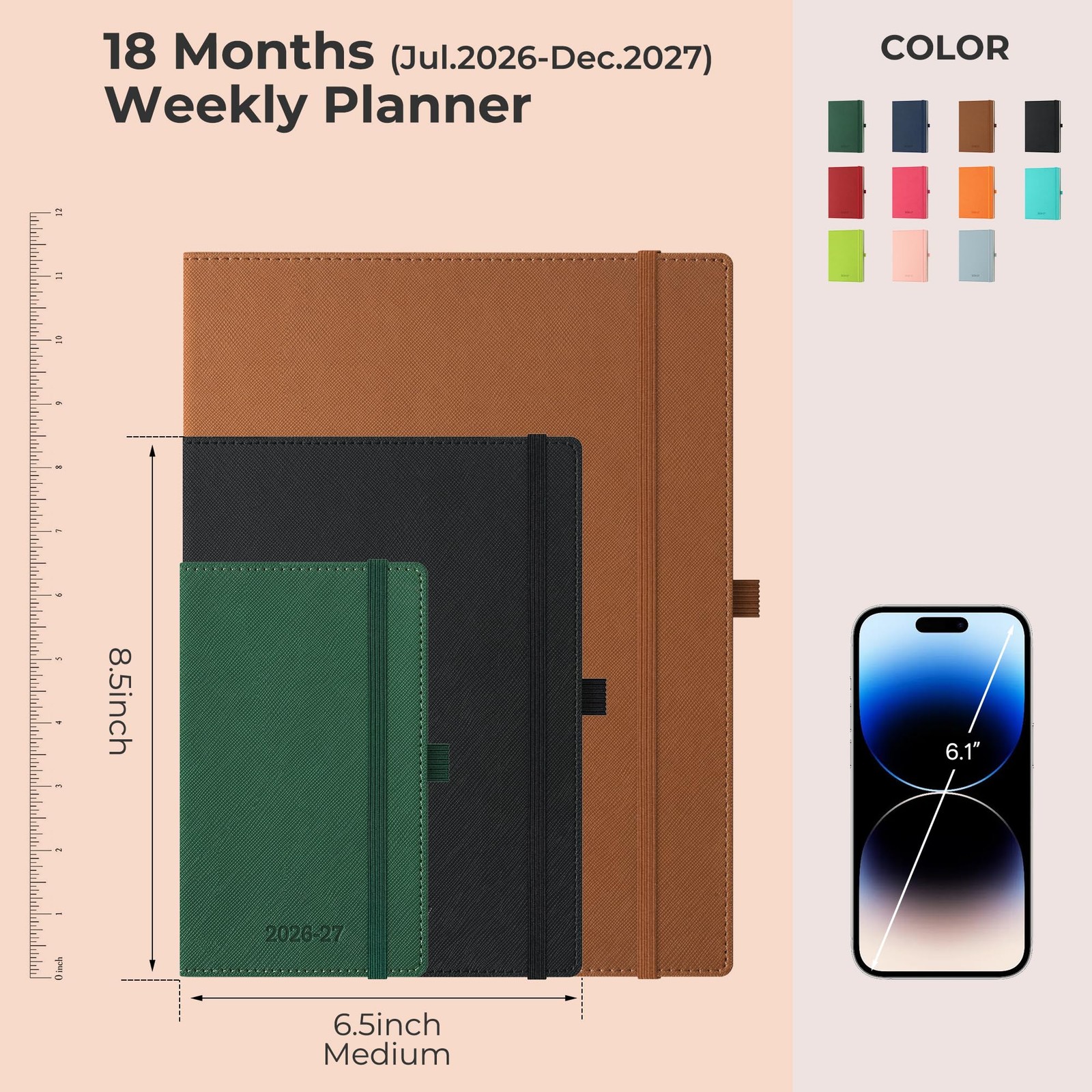 Weekly Monthly 2026-2027 Planner (July 26-Dec 27),8.5″x6.5″,18 Months Agenda …