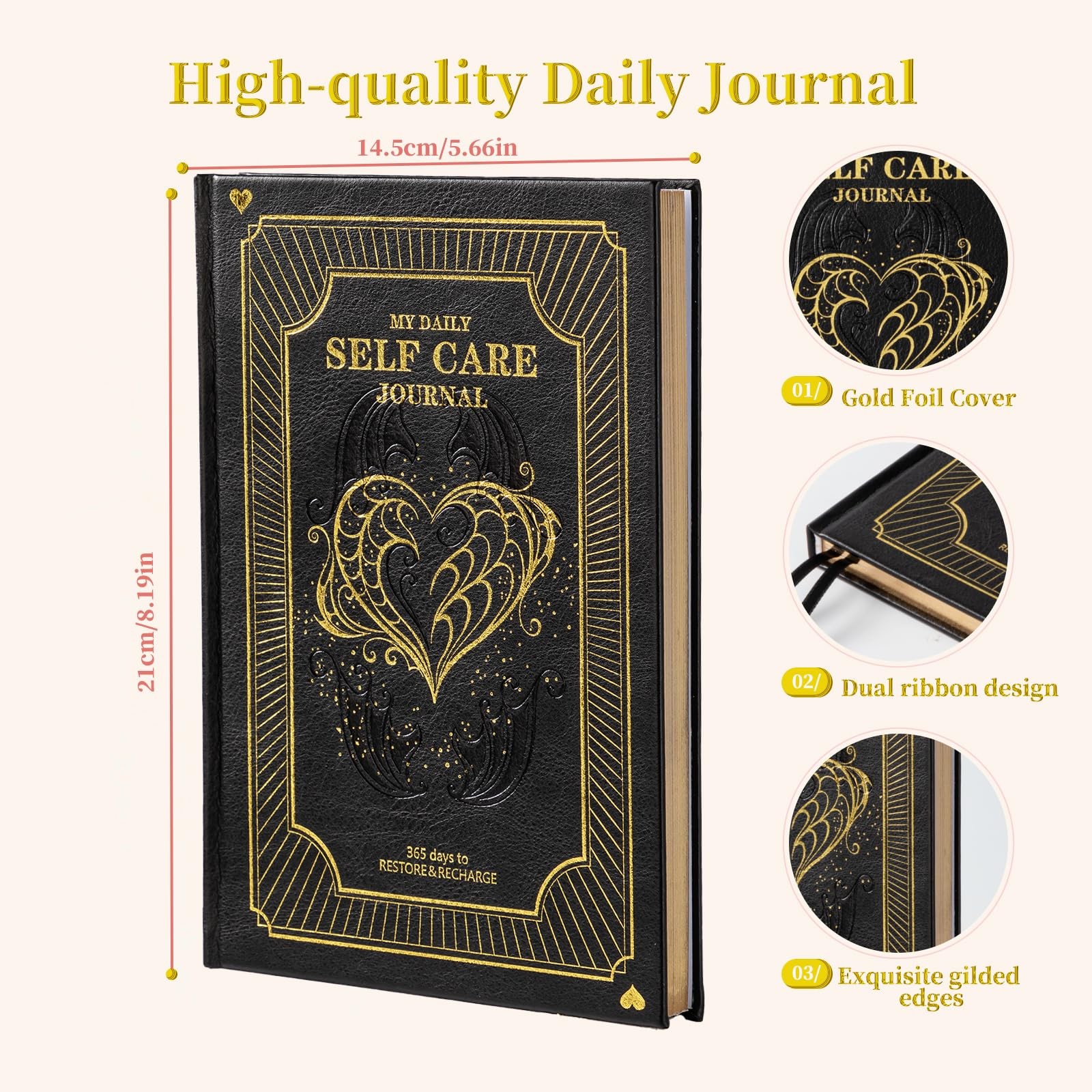 Self-Care Journal for More Happiness, Optimism, Affirmation & Black