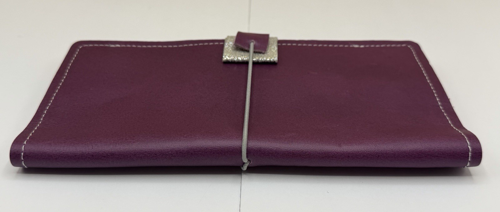 Handcrafted Personal Wide Traveler’s Notebook Purple Leather Silver Folio Cover