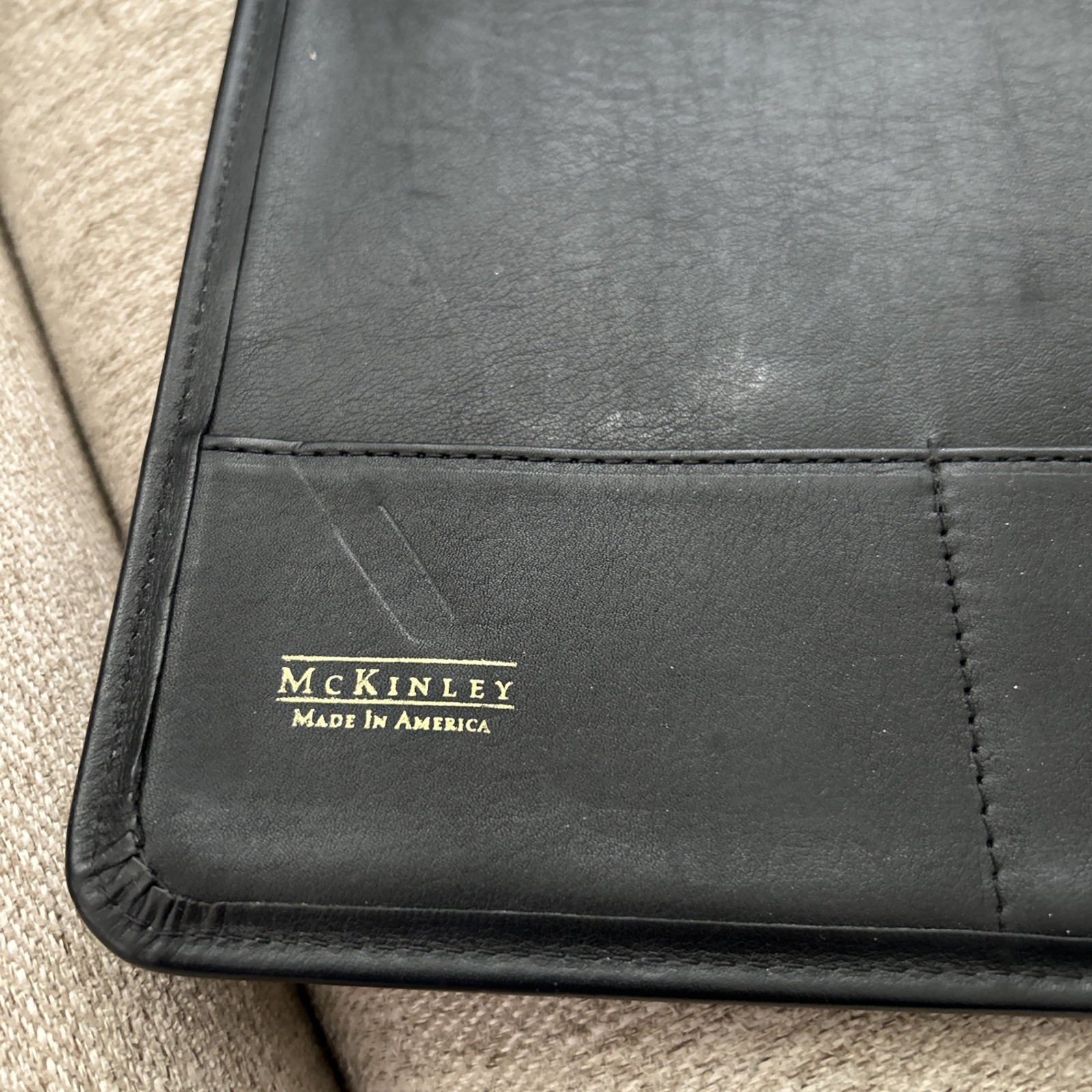 McKinley Made In America Black Leather Open 3-Ring Binder/Organizer/Legal Folio