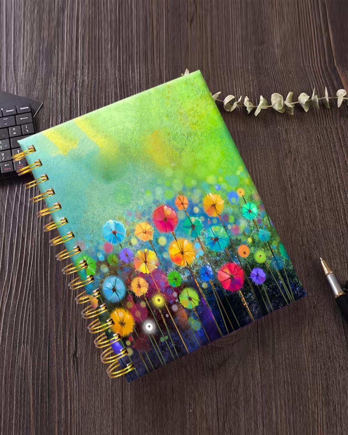 Spiral Notebook Twin-Wire Binding A5 Watercolor Floral for School Office Home