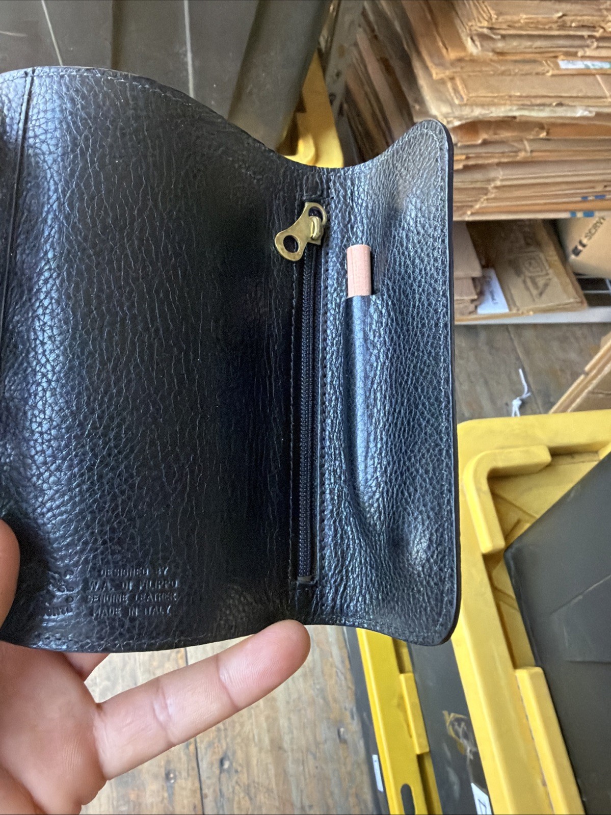 IL BISONTE Leather Planner/Organizer Binder w/ Zipper Pocket, Italy 🔥