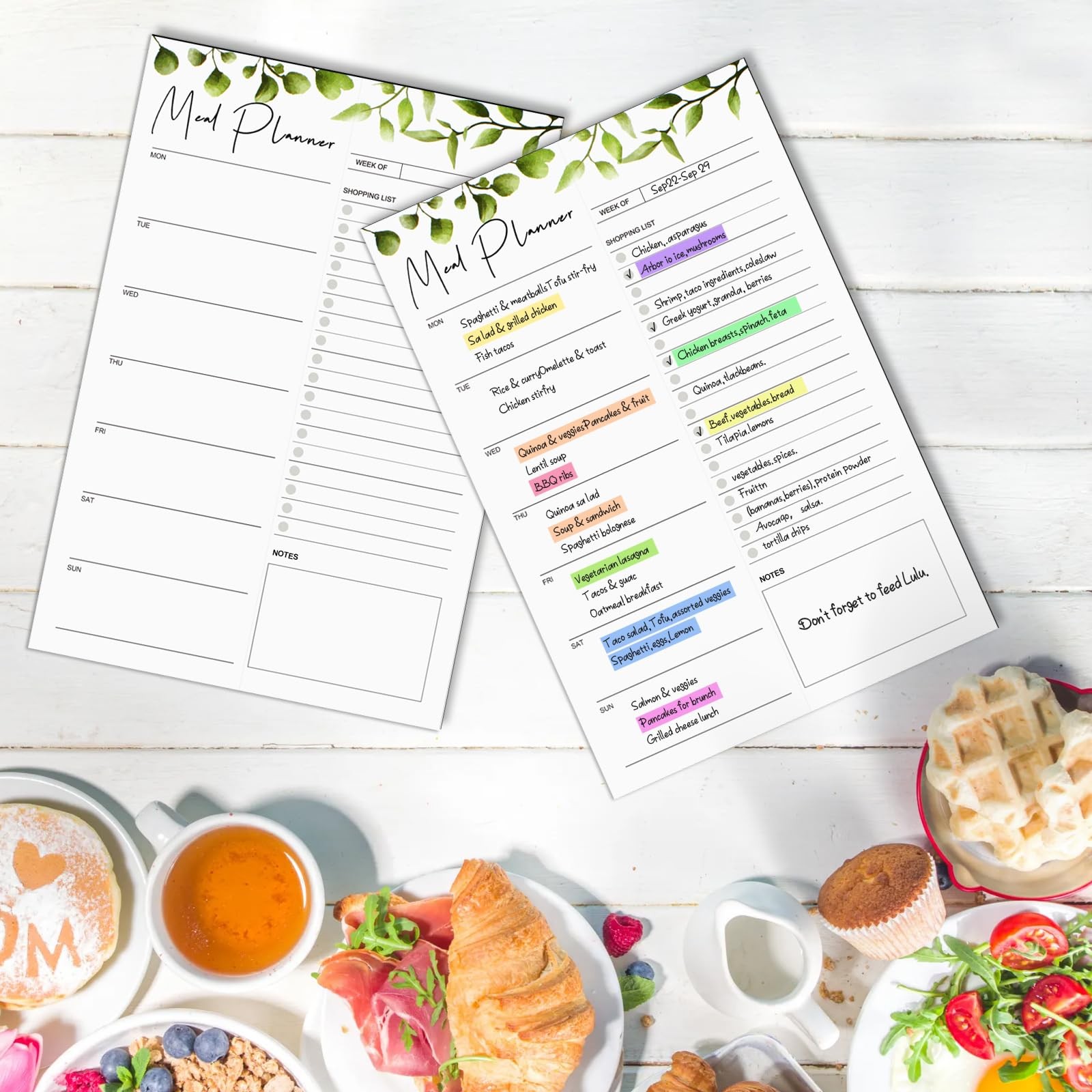 Joyberg 2 PCS Weekly Meal Planner Magnetic for 8.3″ x 5.5″, Green, White