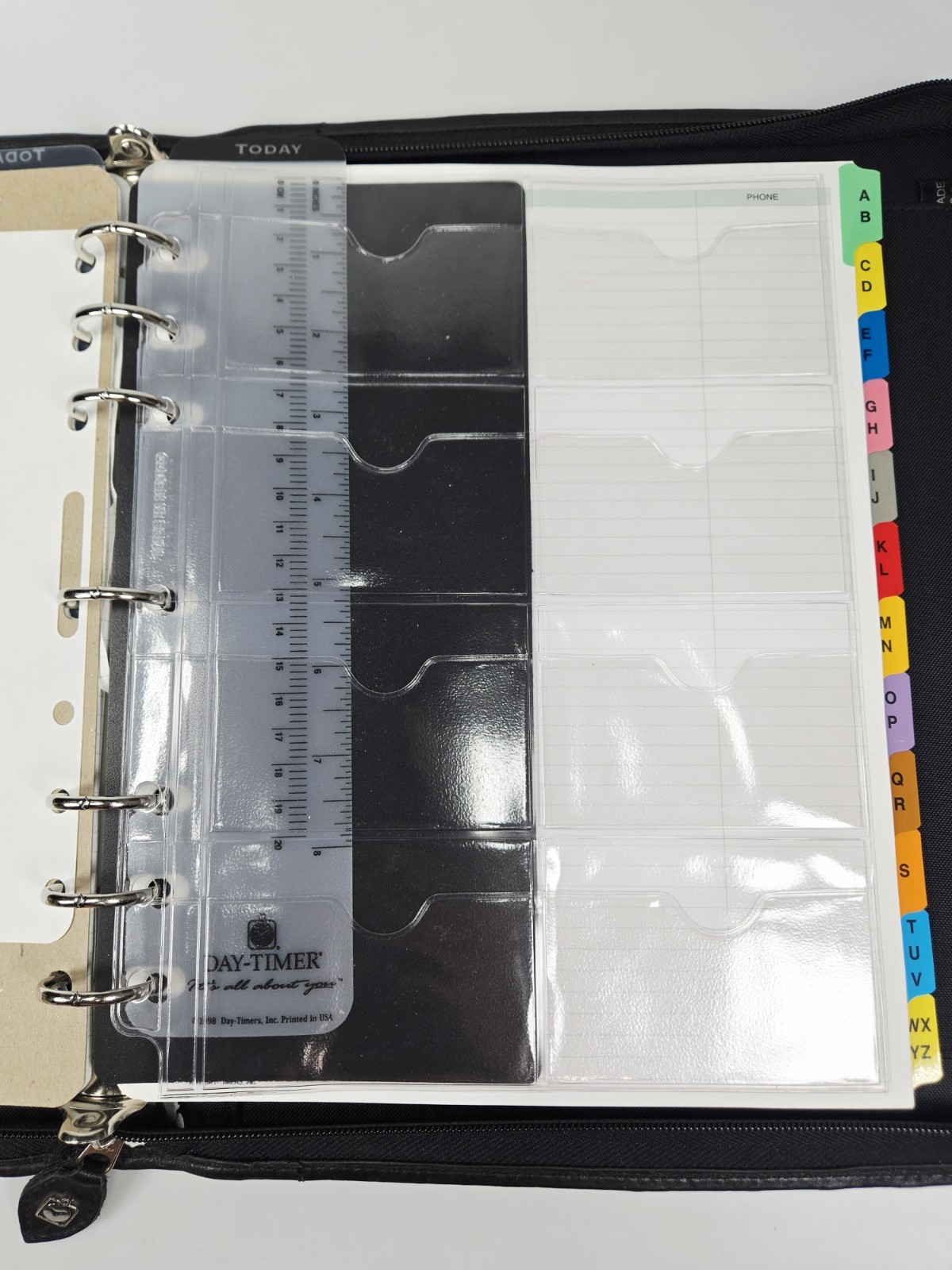 Vintage Daytimer Zip Around Organizer Planner Genuine Leather 11×13 Calender