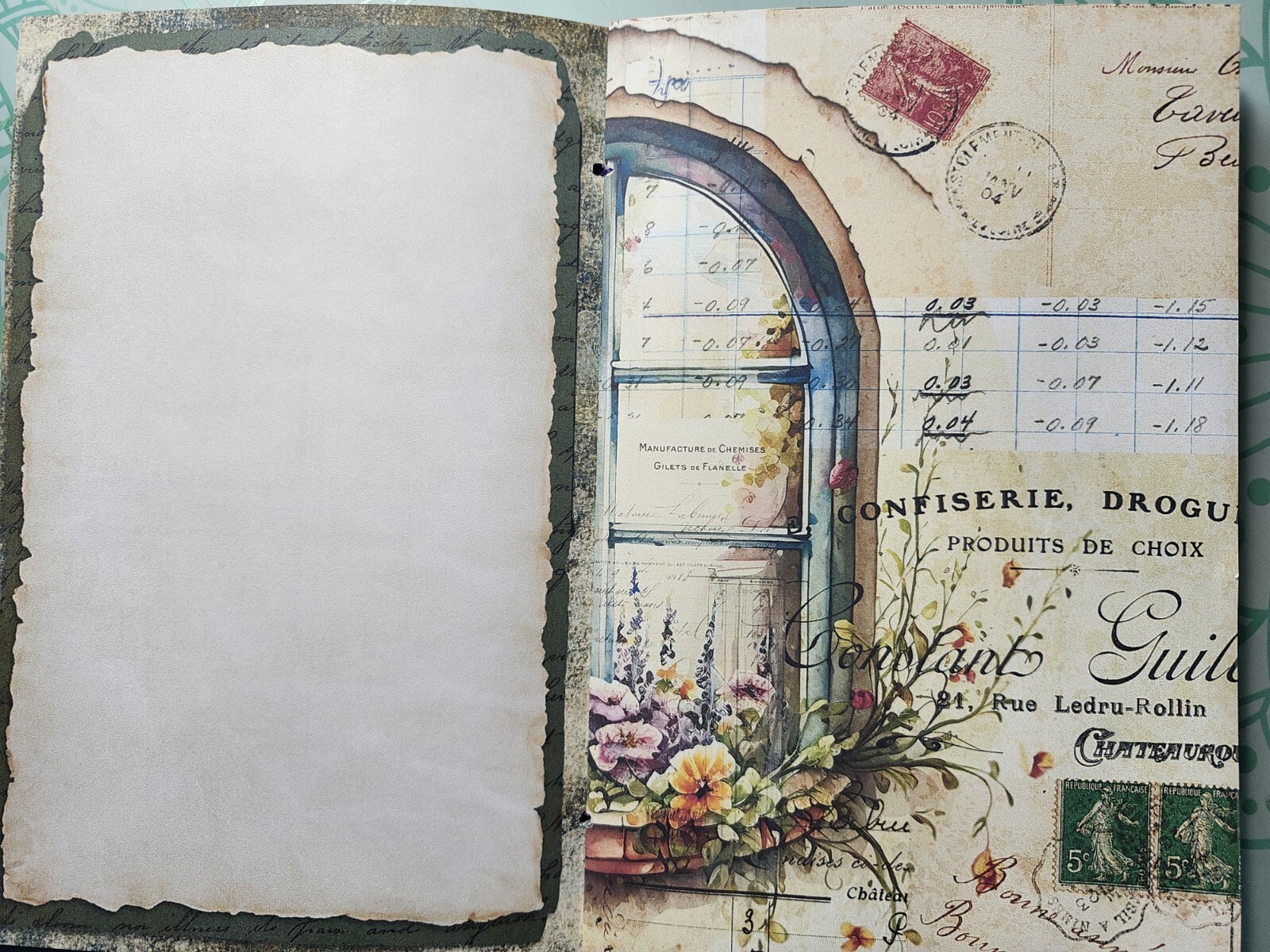 Junk Journal BOOKLET “FLORAL WINDOWS 2” HANDMADE Flowers, European Architecture