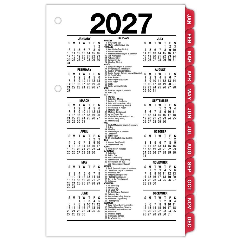 2026 At-A-Glance E717T-50 Daily Calendar Refill with Monthly Tabs 3-1/2×5-27/32