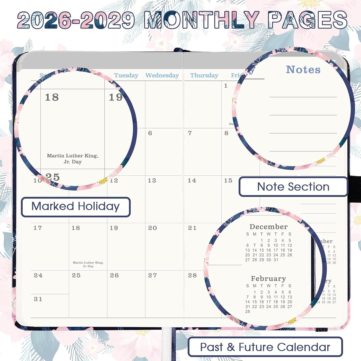Portable 3- Monthly Planner – 6.3″ x 3.8″ with Paper, 61 Notes