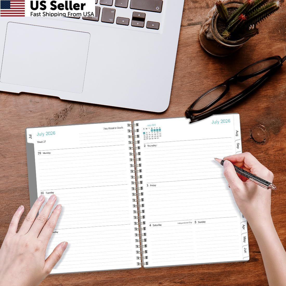 2026-2027 Planner – Weekly and Monthly Calendar 6.4″ x 8.5″, Grey-C