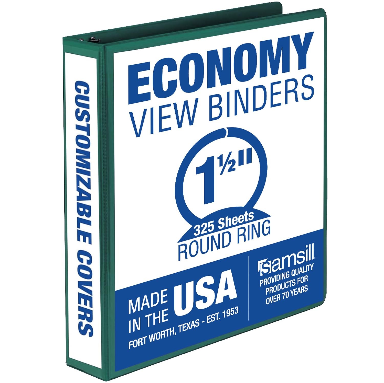 Samsill 1.5 Inch 3 Ring Binder, Economy Round Ring, Clear View 1-Pack, Green