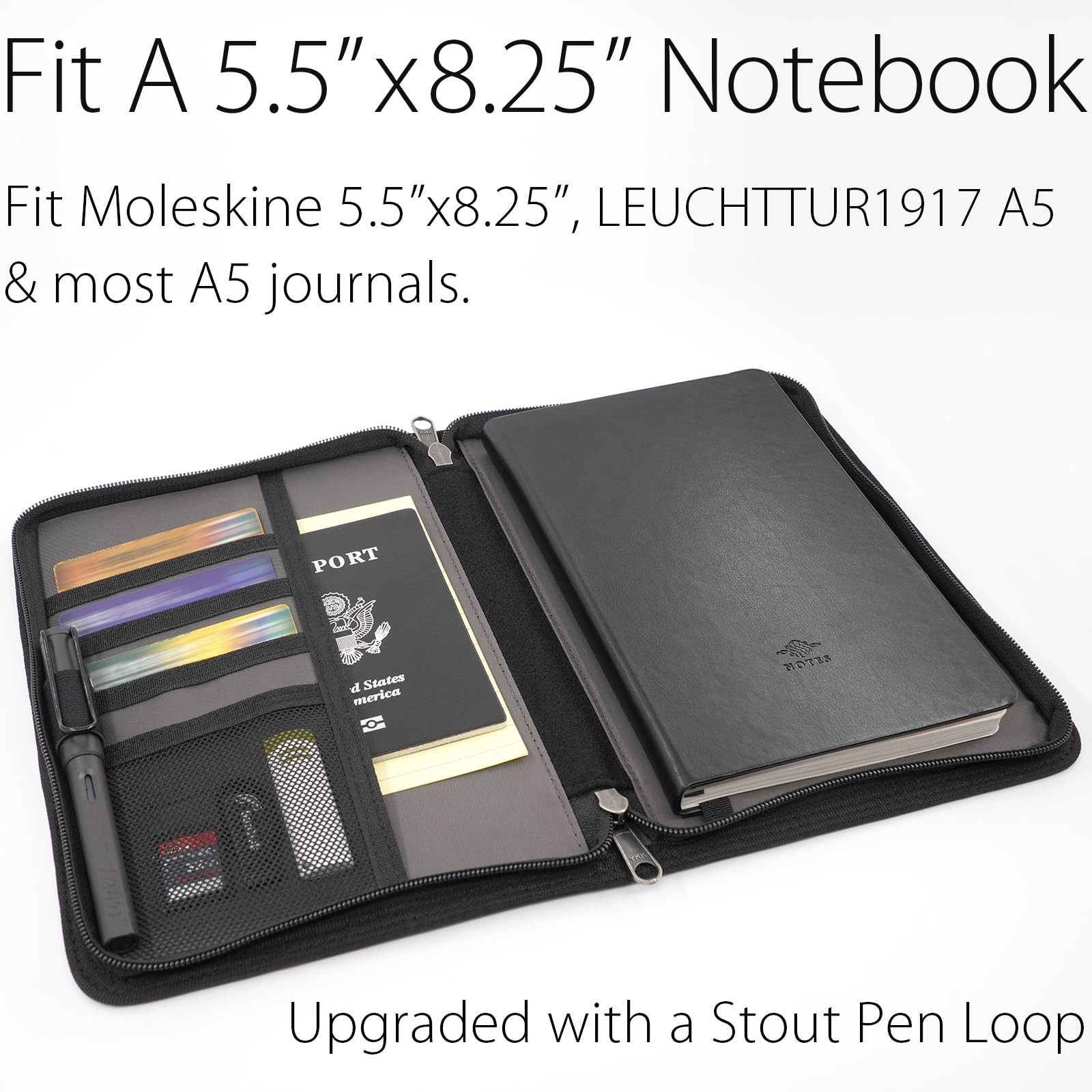 A5 Zipper Journal Notebook Cover with YKK Zipper for 5.5 x 8.25 Moleskine Cah…