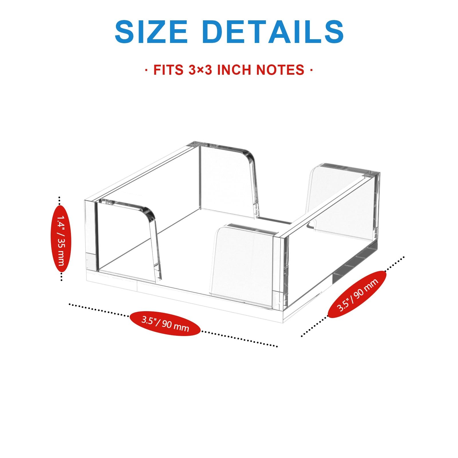 WINFFOR Acrylic Notepad Holder Dispenser – 3×3 in 1-in-1, Crystal Clear