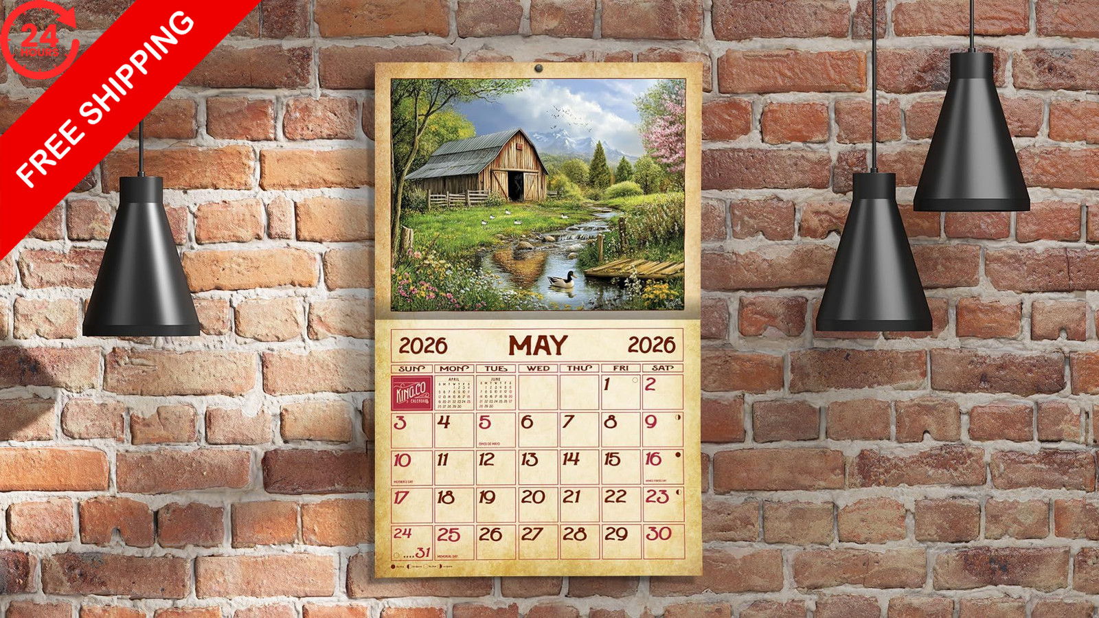 2026 Vintage Old Barns Wall 2026, 2026 Calendar