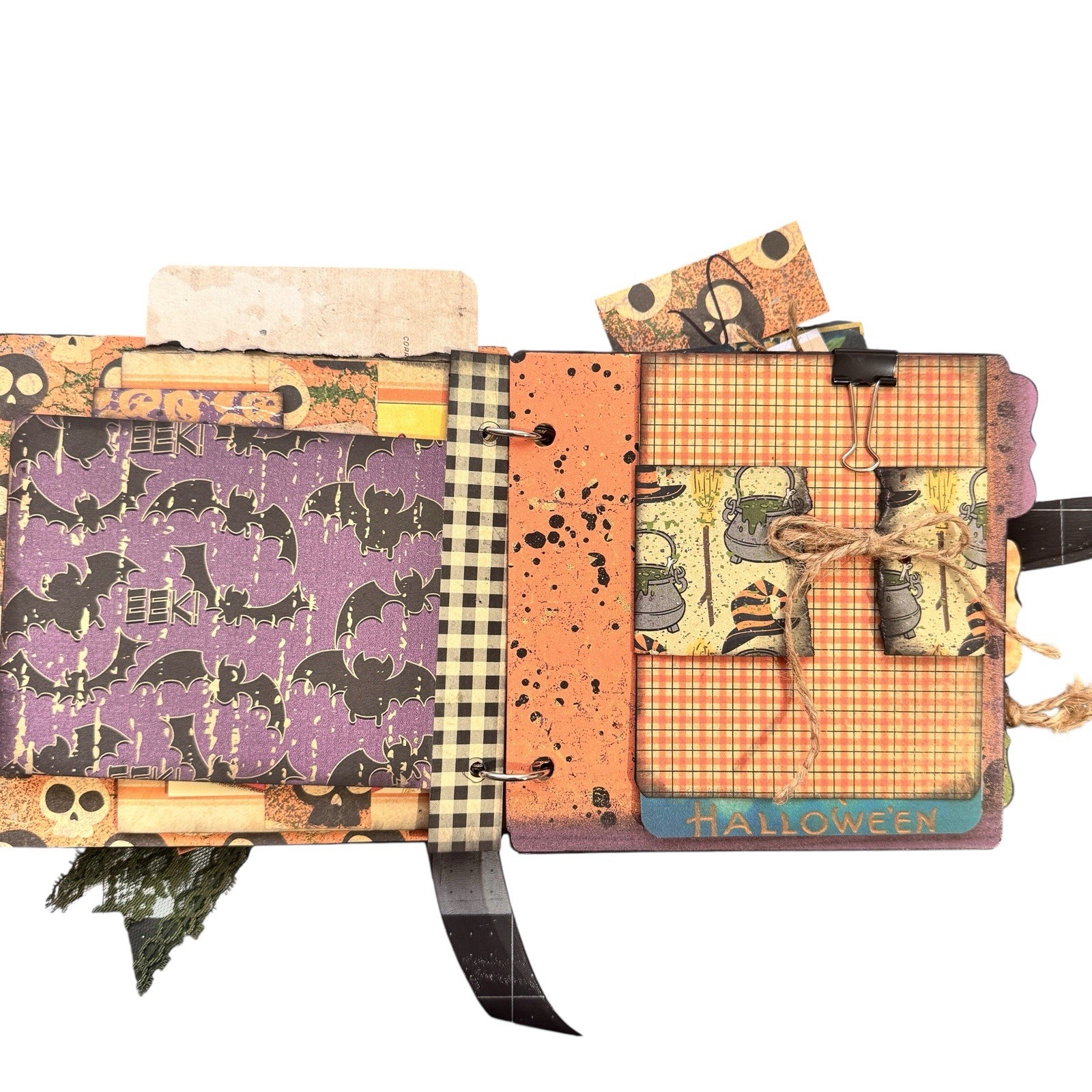 Junk Journal Halloween 6.5×6 32 Page Tags Ephemera Journaling Pumpkins Cats