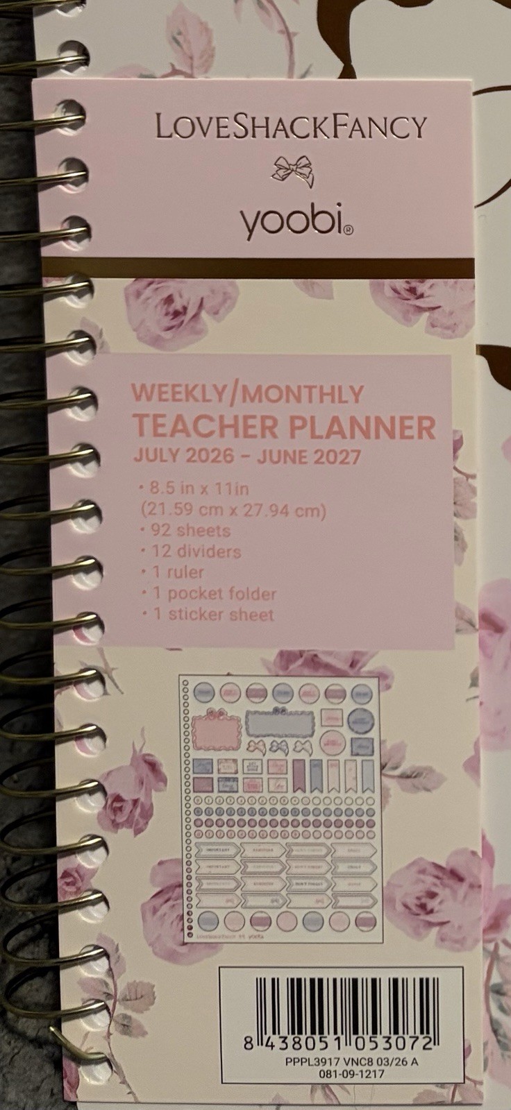 Love Shack Fancy x Target 2026-2027 Teacher Planner + Stapler Ruler & 12 Pencils