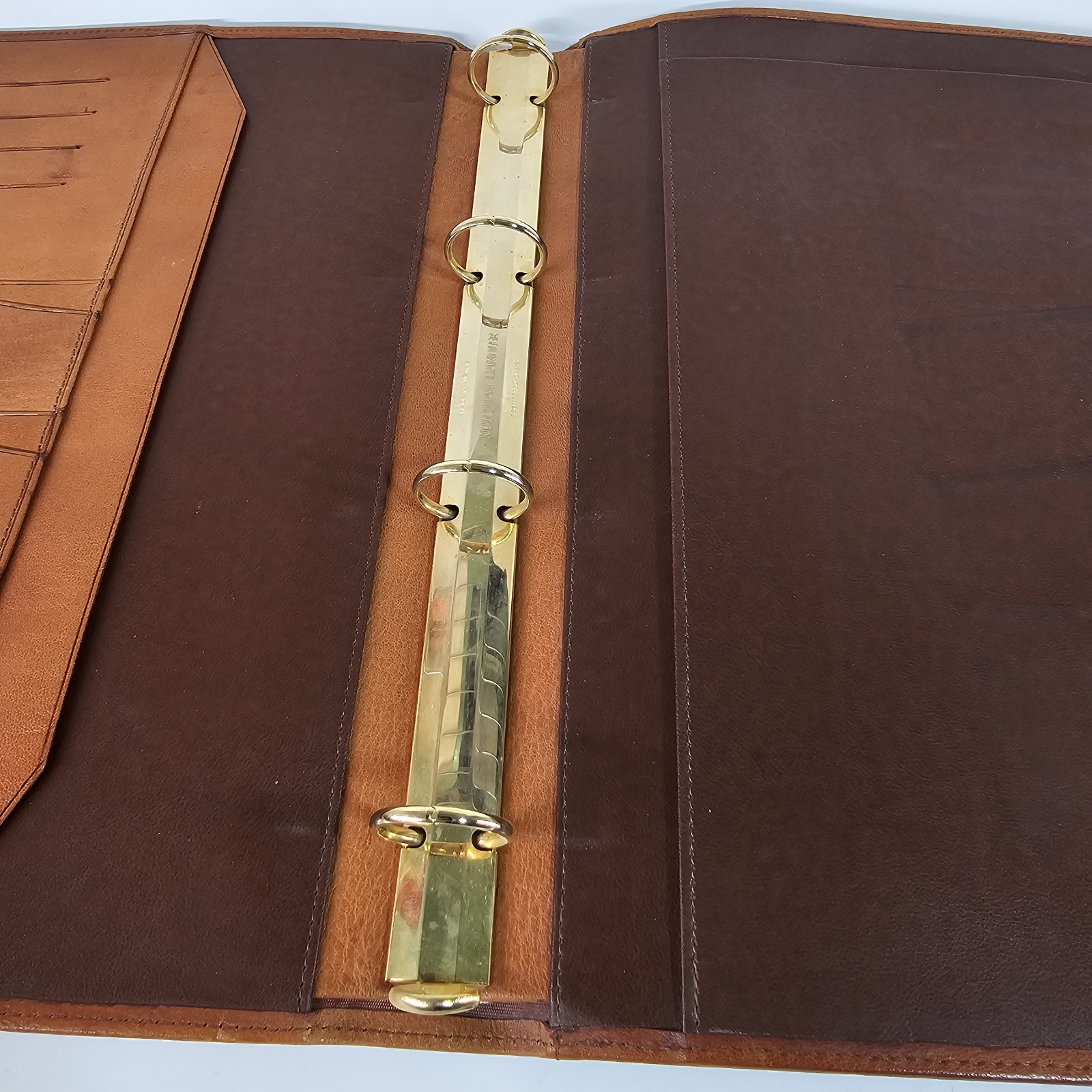 Laipe Leather Portfolio 4 Ring Binder Tan Lawyer Formal Document Note Pad Italy