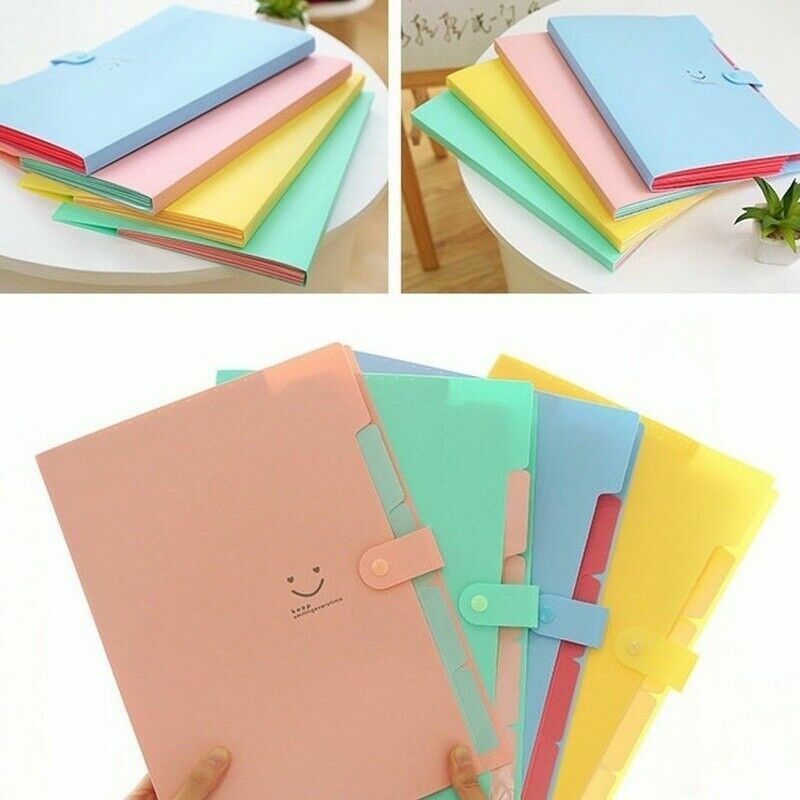 A4 Document Bag File Folder Paper Clip Smile Pocket Office Supplies