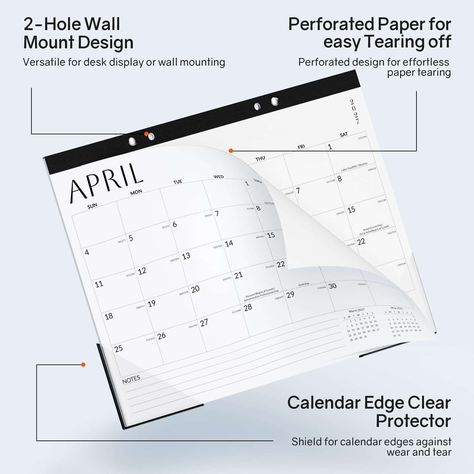 SUNEE Desk Calendar 2026-2027 17×12, 18 Months, Jul. 2026 – Dec. 2027, White