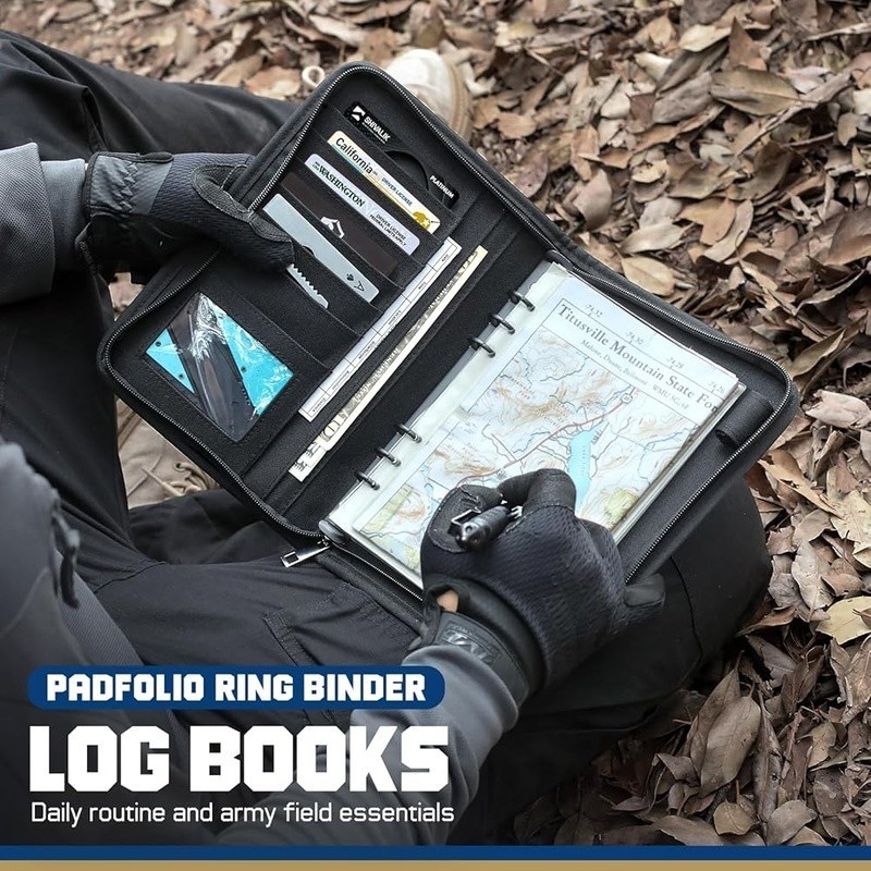 Refillable 6-Ring Binder Notebook Military Grade Portable Organizer W/ Zipper US