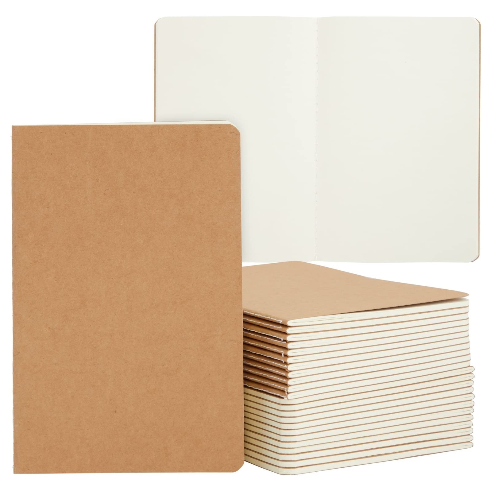 Paper Junkie Softcover Blank Notebooks – 24-Pack, A5, 5.5 x 8.3 inches, Brown