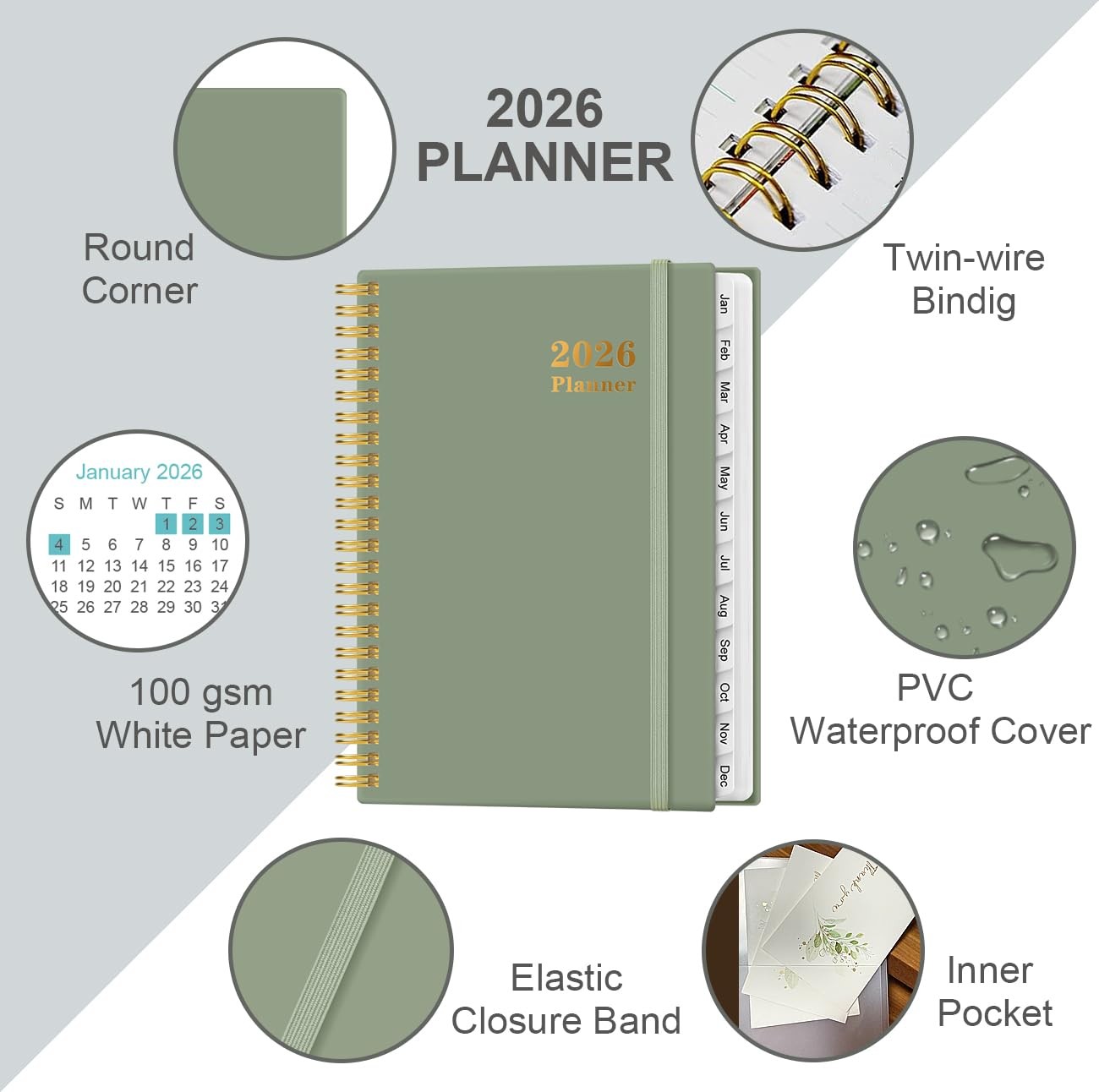 2026 Planner – Weekly and Monthly Calendar Planner from Jan 2026 – Dec 2026, …