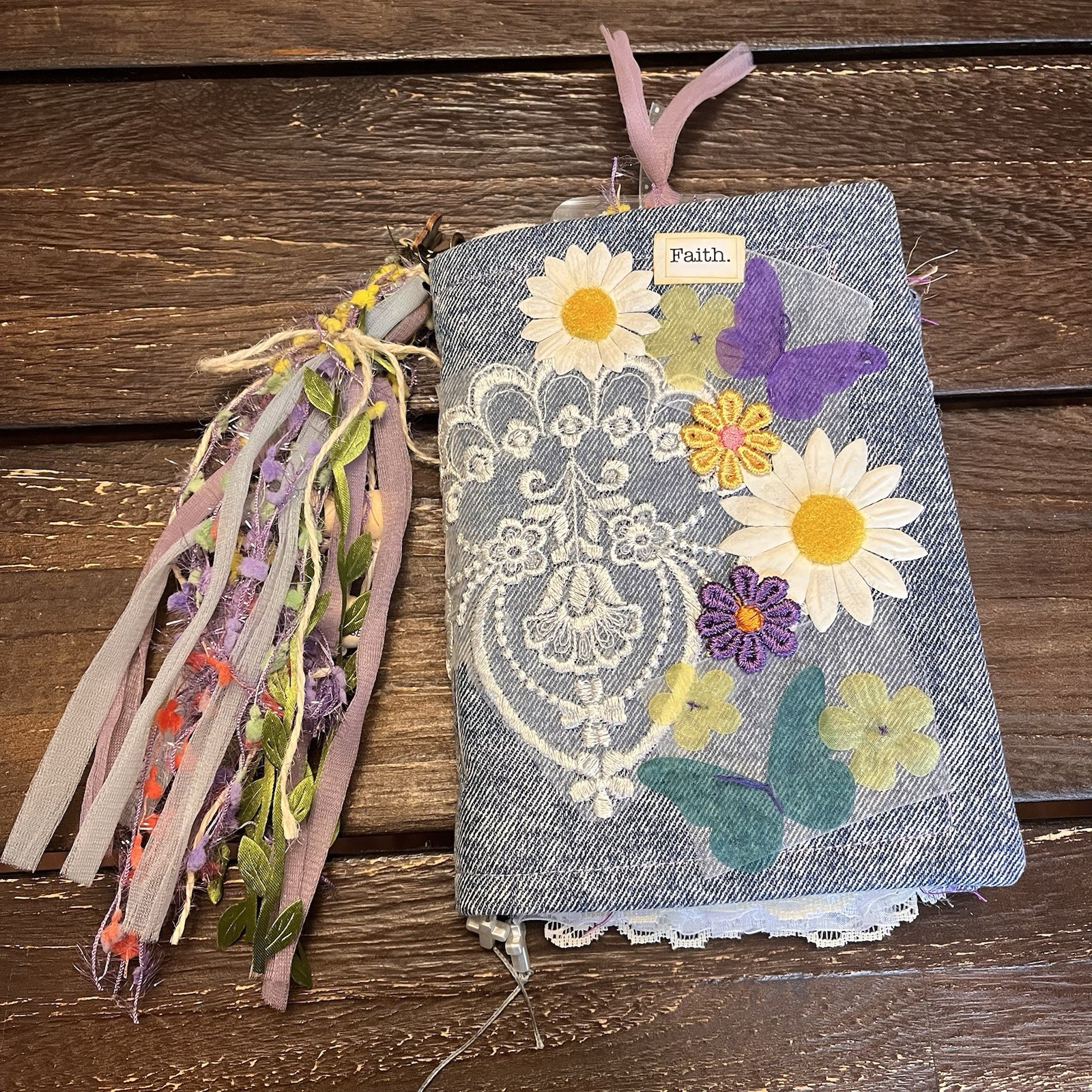 Junk Journal Floral Faith Christian Boho Denim Cottage Core 3 Sig Softcover