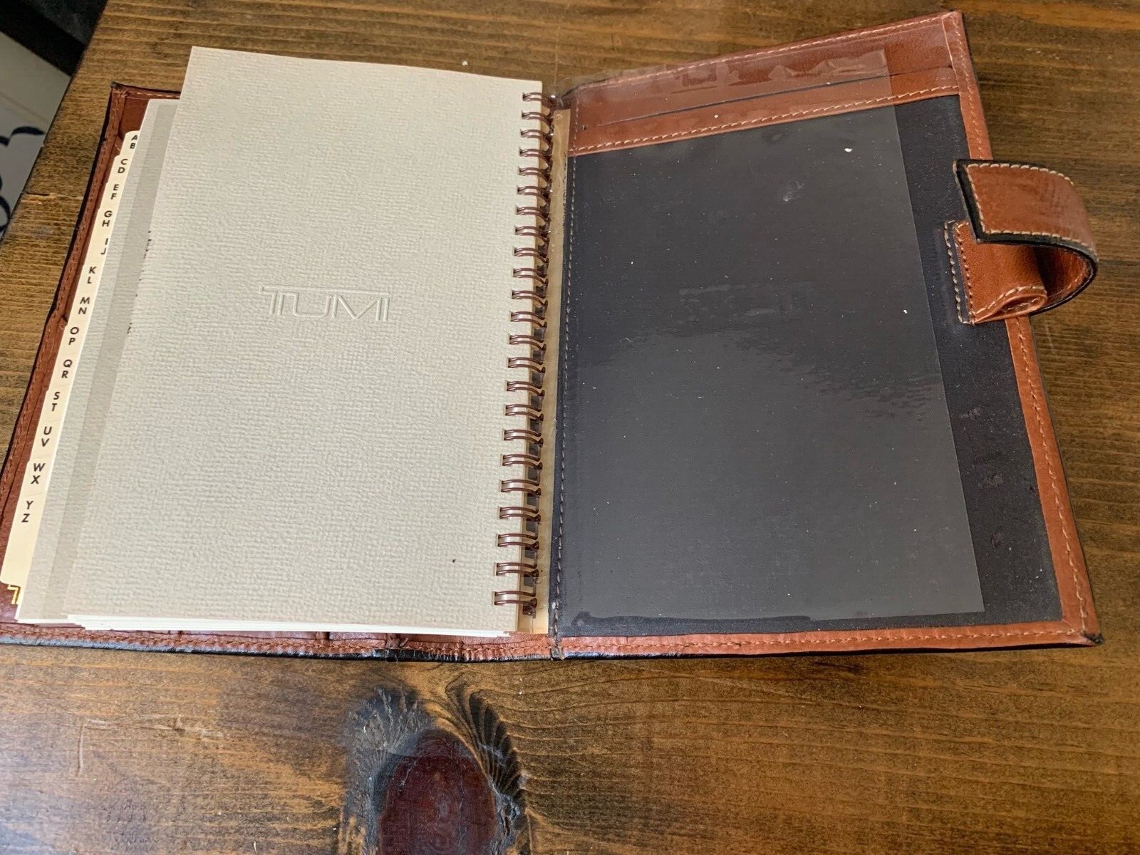 Vintage Tumi Desk Agenda Planner Organizer Brown Leather Stitched