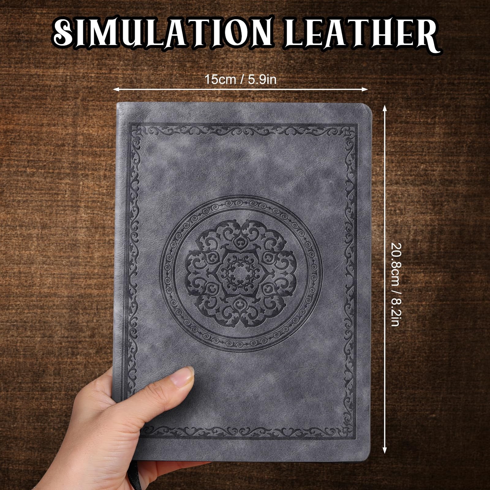 Fetinar 2026 Leather Vintage Journal Notebook,300 Pages,Leather Grey