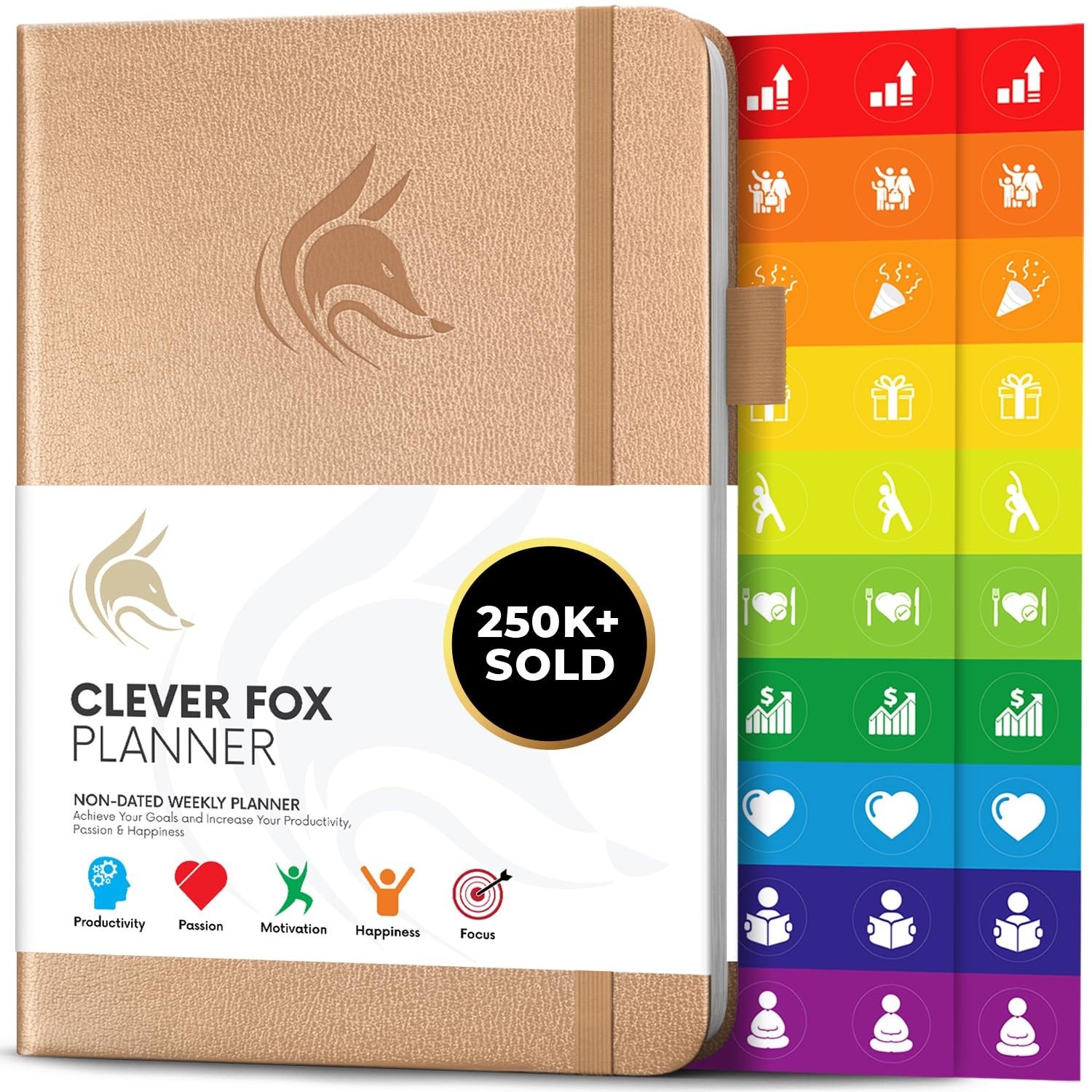 Clever Fox Planner – Undated Weekly & A5 (5.8″ x 8.3″), Pearl (Undated)