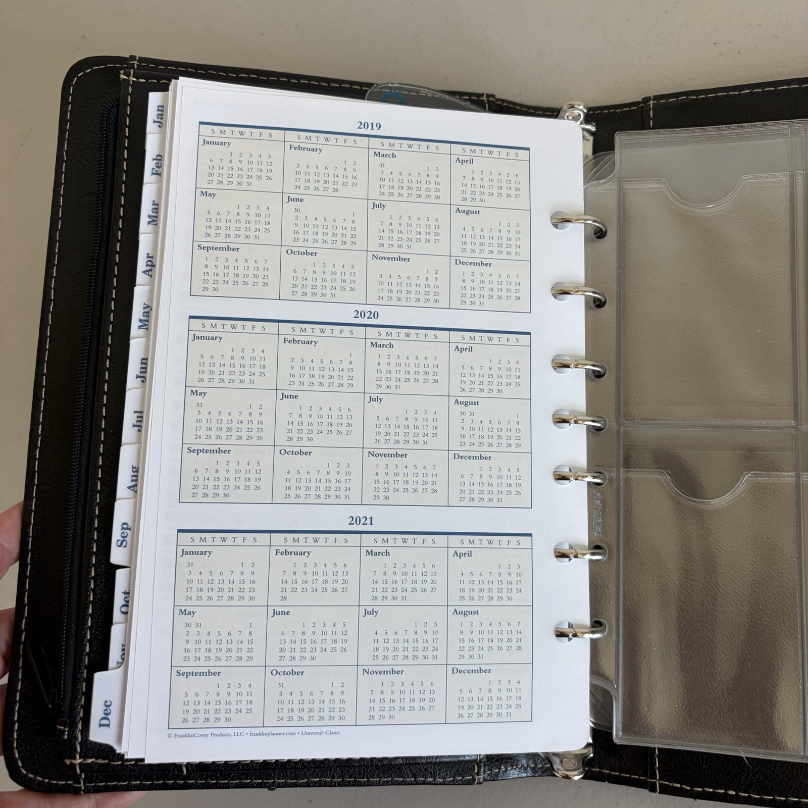 Franklin Covey Leather 7-Ring Notebook Planner Organizer Needs Fillers Black