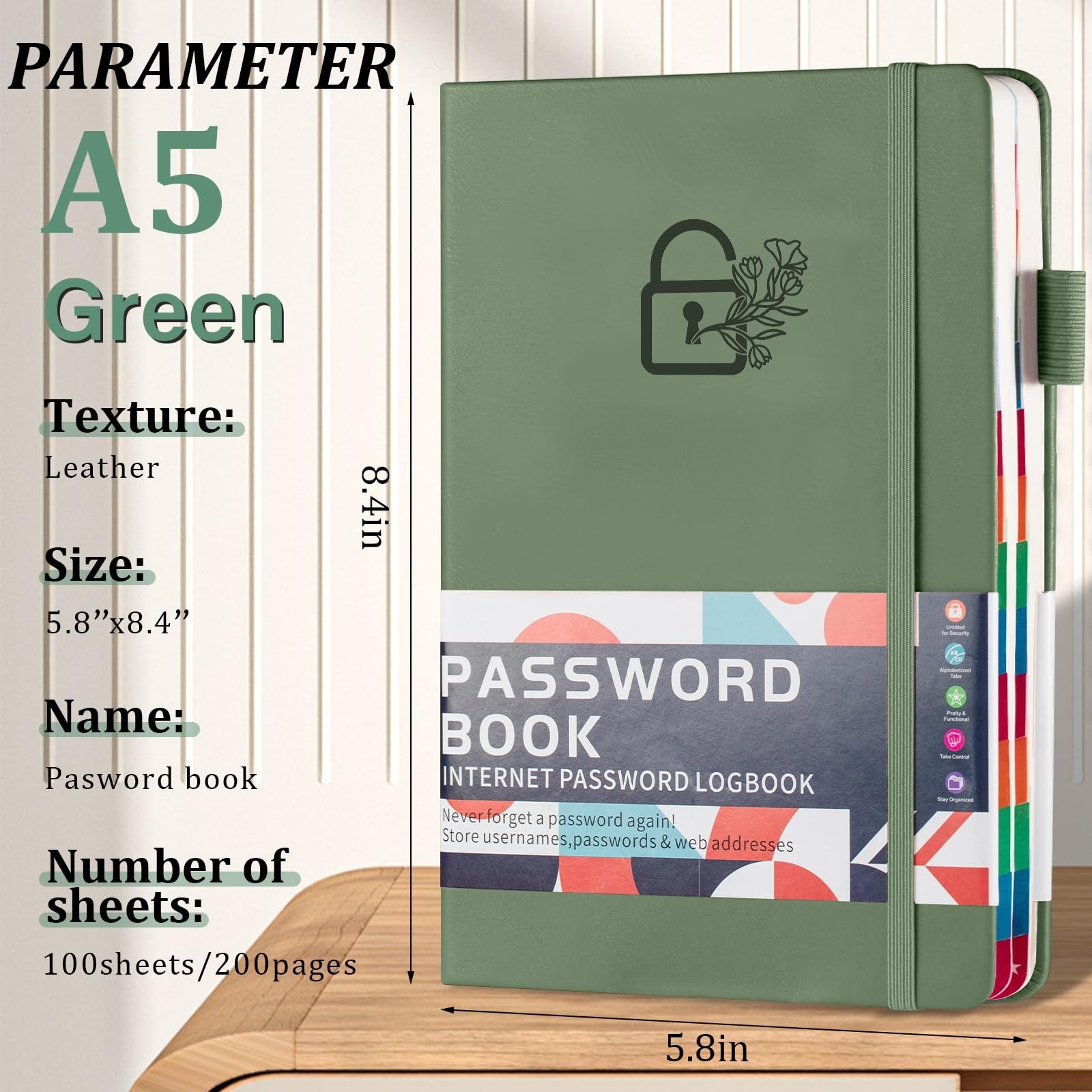 Colorful Password Keeper Log Book with Tabs – 200 Pages Password Organizer Noteb