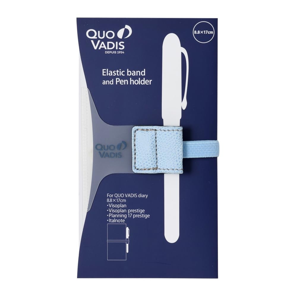 QUO VADIS Diary Band & Pen Holder for 8.8x17cm Planners, Sky Blue