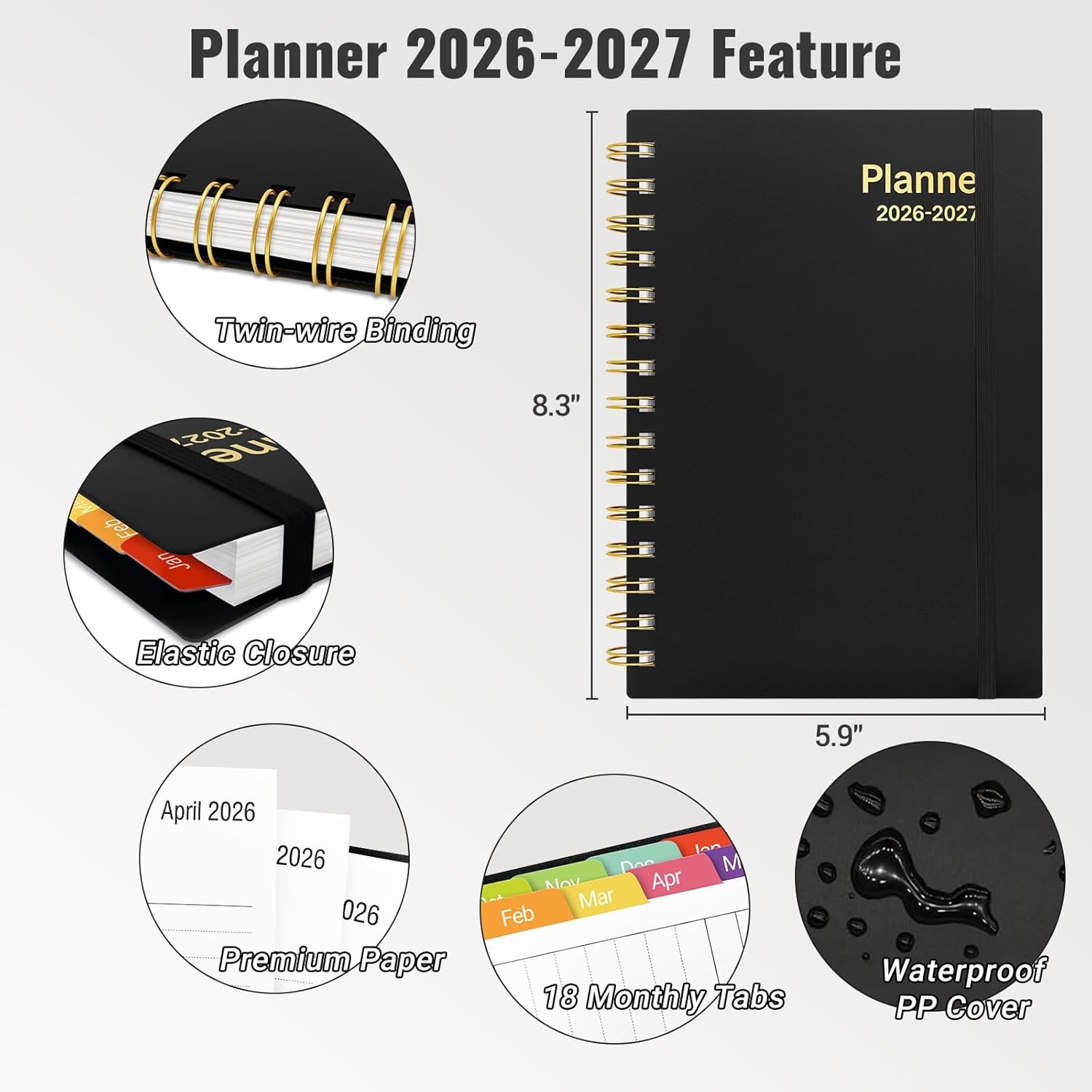 Daily Planner 2026-2027, 18 Month Planner with Tabs, January 2026 – June 2027 We